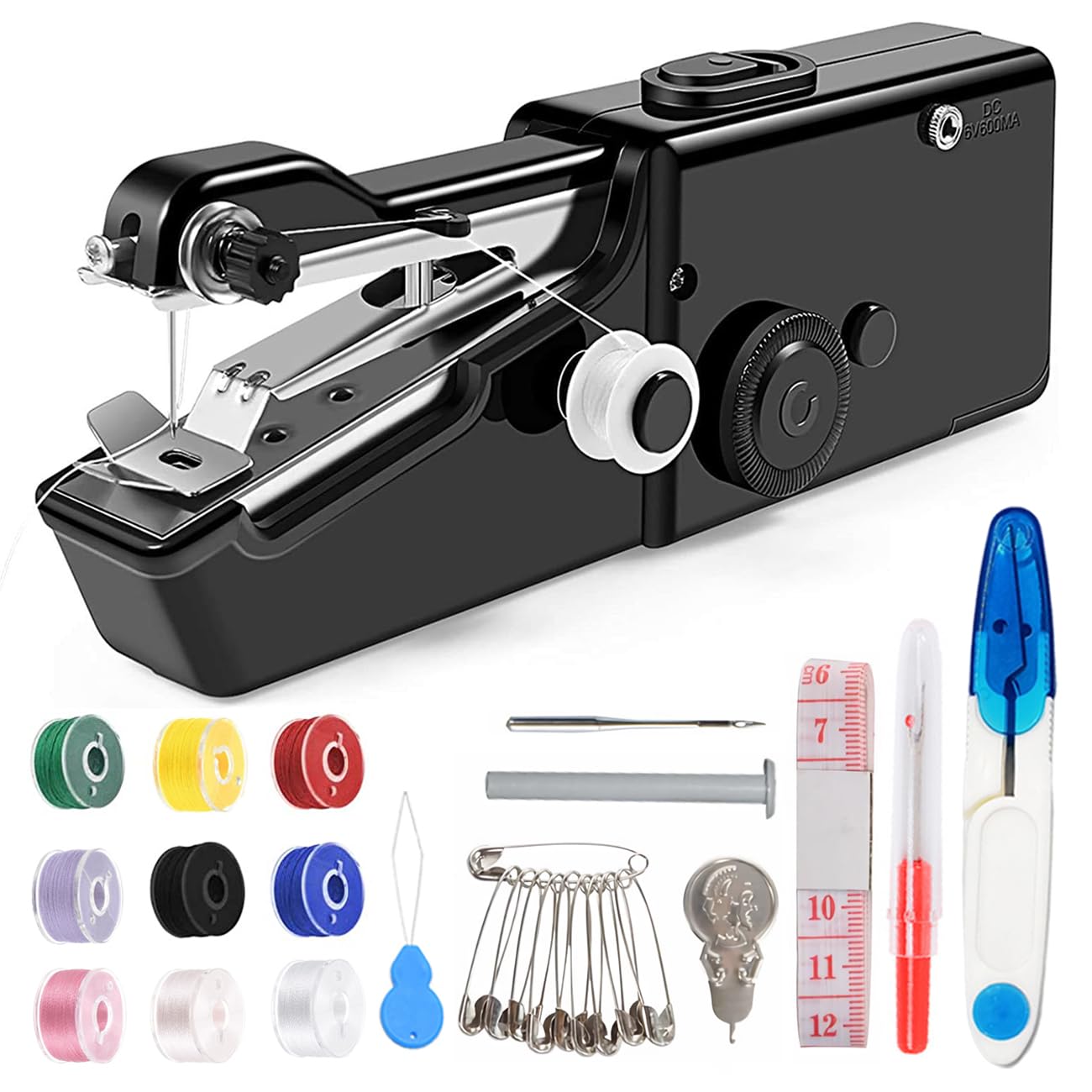 Portable Handheld Sewing Machine - Mini Stitch Tool for Quick Repairs on Clothes, Jeans & Fabrics | Complete Sewing Kit for DIY, Home Use & Travel | Perfect for Emergency Fixes, Craft Projects & On-the-Go Stitching (Black)