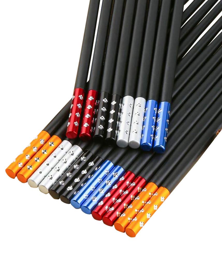 Premium 10-Pair Reusable Alloy Chopsticks Set - Durable Dinnerware for Home & Restaurant Use | Elegant Dining, Asian Cuisine, Gift Idea (Model A08)