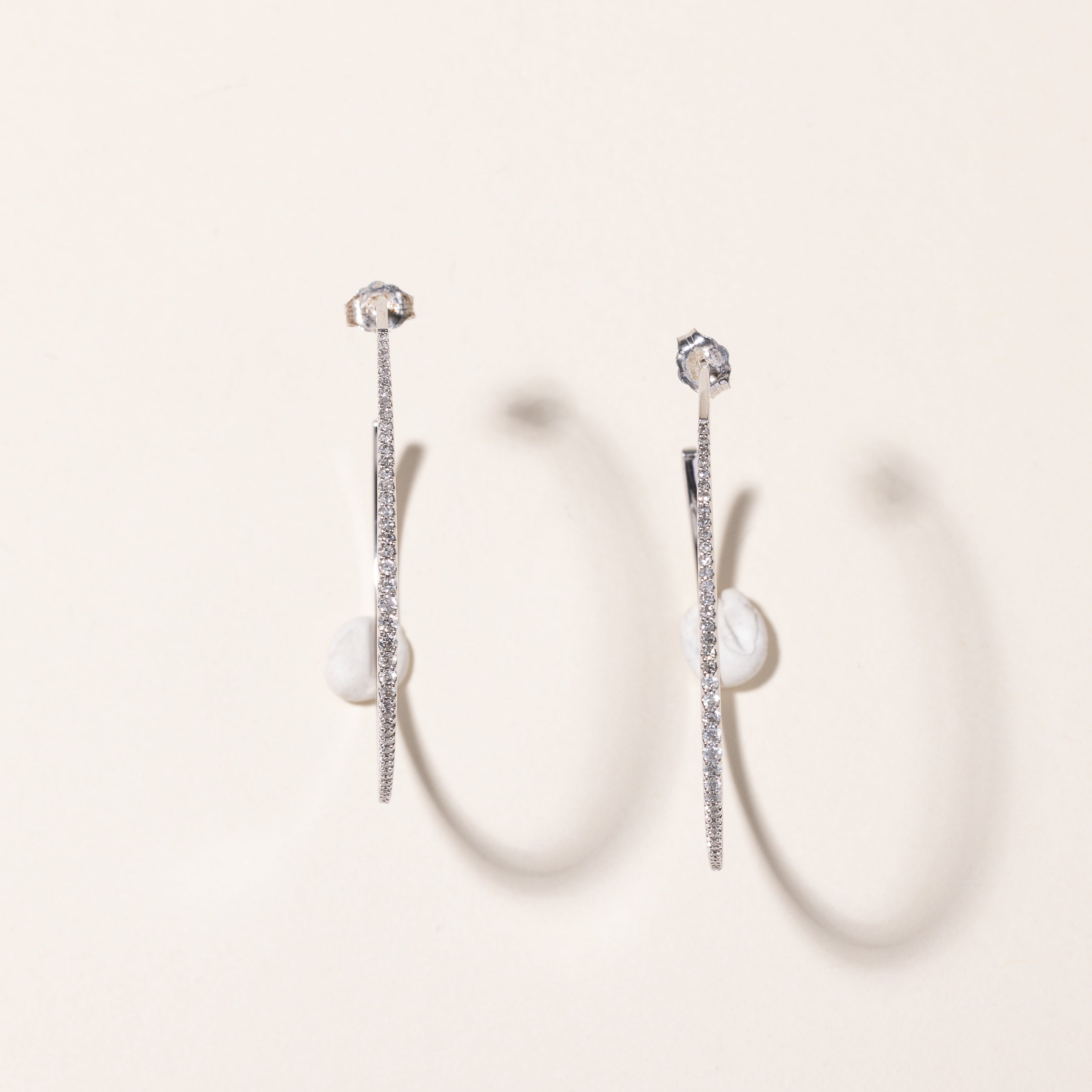 10K White Gold Diamond Hoop Earrings for Women - 0.55ctw Round Cut Stud Earrings - Perfect for Weddings, Parties & Everyday Wear