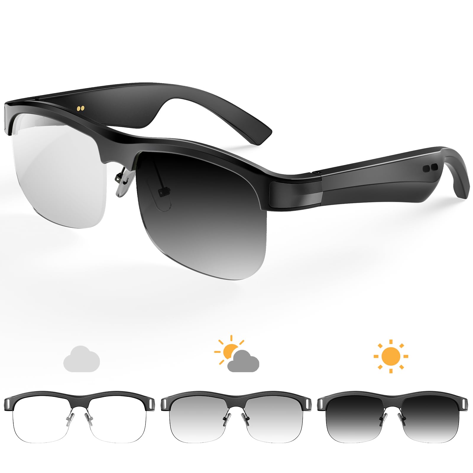 Smart Blue Light Blocking Bluetooth Sunglasses for Women & Men - Photochromic Lens, Built-in Mic & Speakers - Perfect for Driving, Gaming & Outdoor Activities