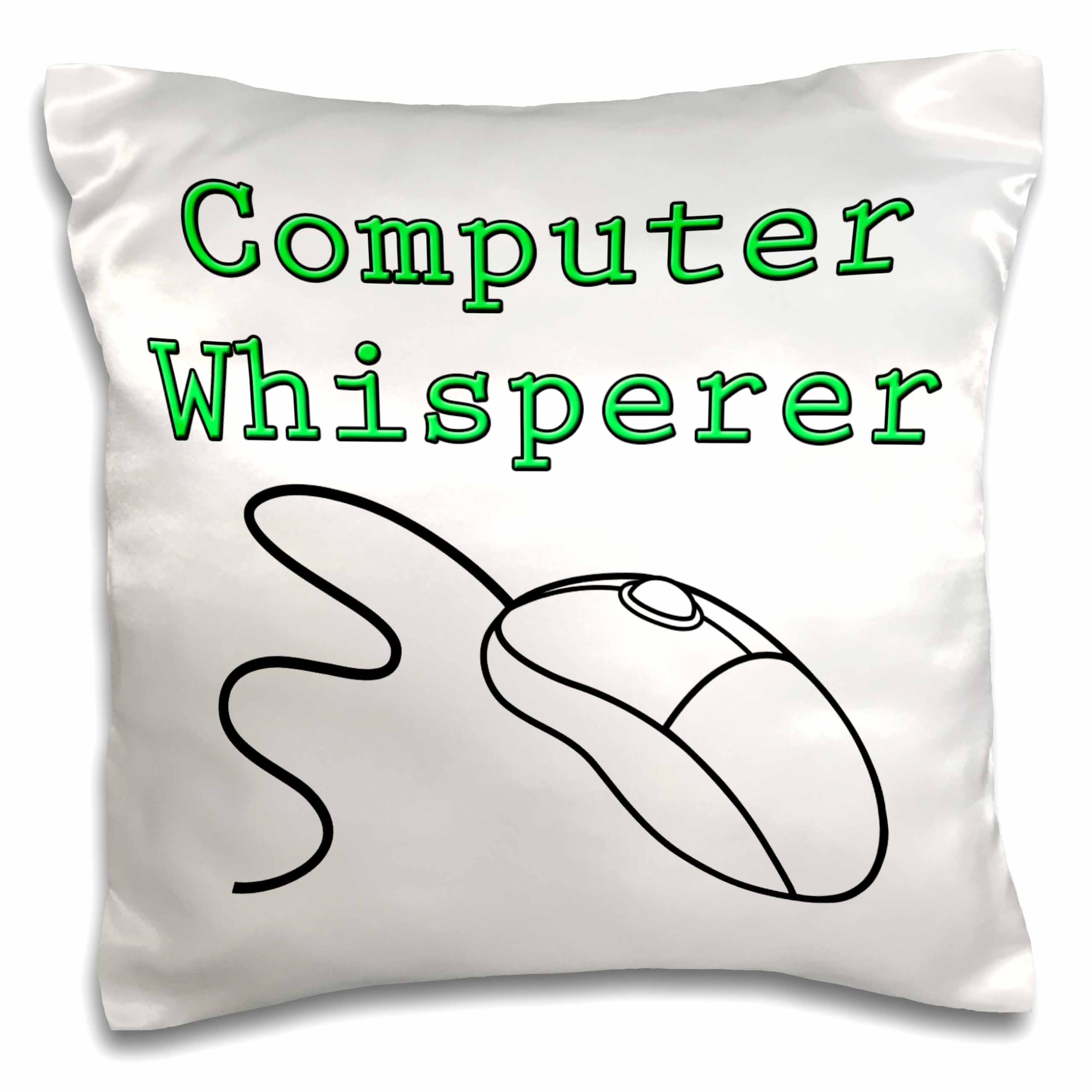 3D Rose Computer Whisperer Green Pillow Case 16x16 Inch - Funny Tech Gift for Programmers, Office Decor, Gaming Setup Accessory
