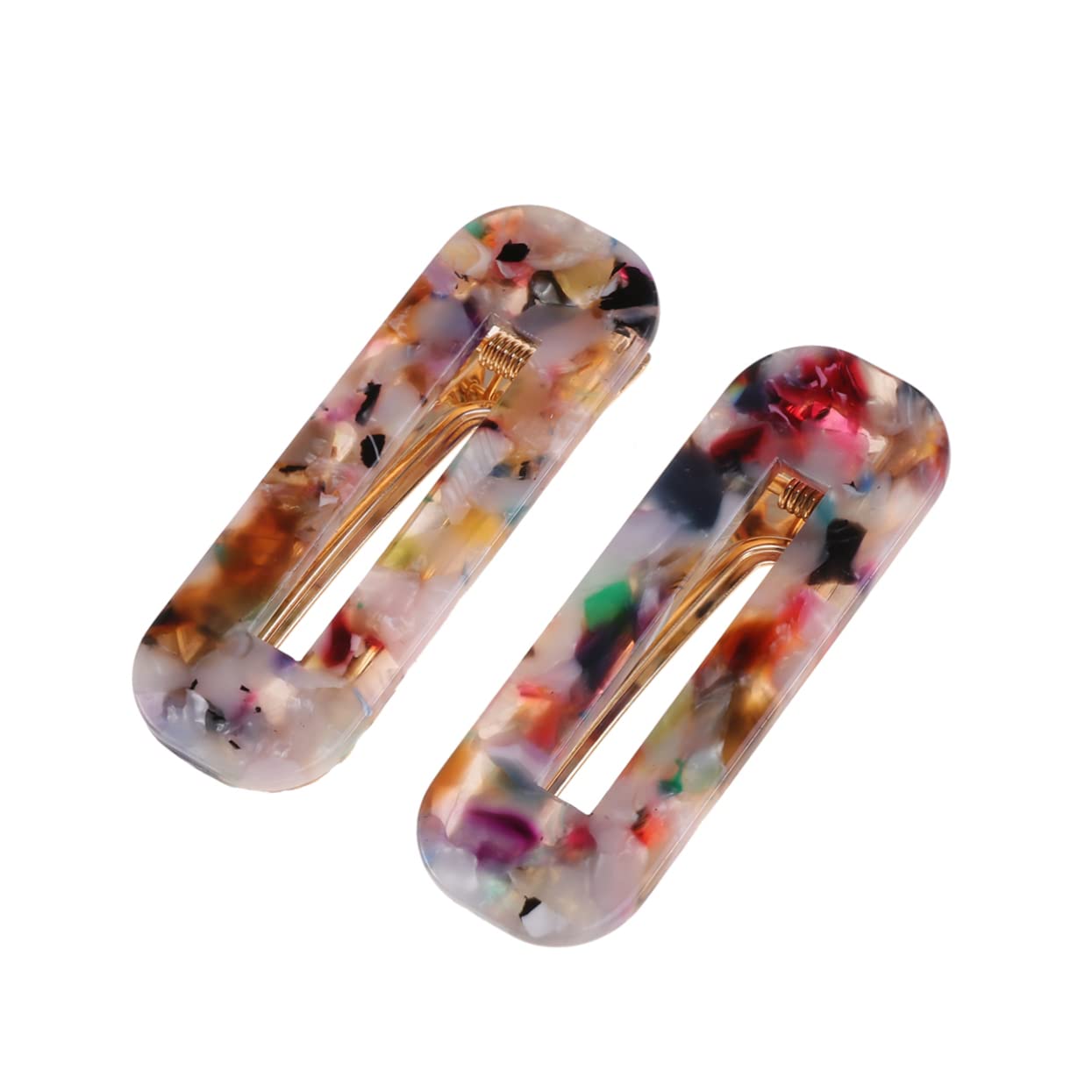 Beavorty 2 Pack Square Hair Clips for Women - 90s Vintage Hair Barrettes, Colorful & Leopard Print Hair Accessories for Women & Girls (Great for School, Work, Parties & Everyday Styling)