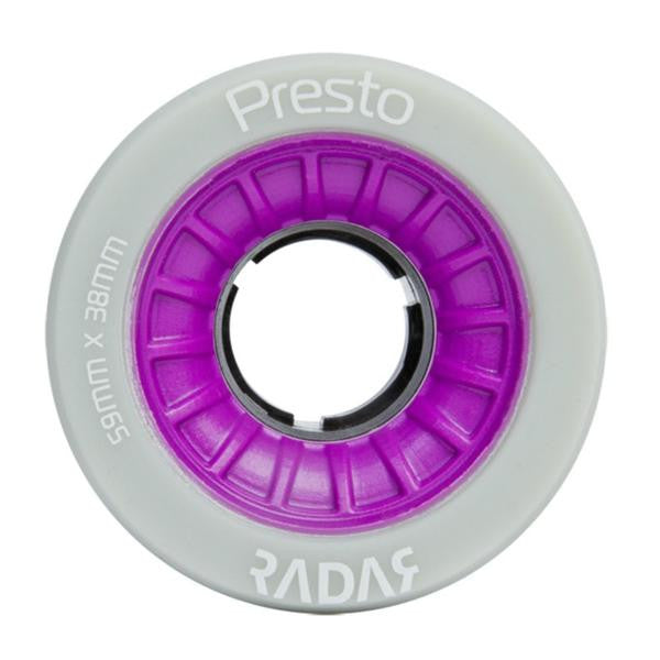 Radar Presto 59mm Quad Wheels - 4 Pack Set for Roller Skates, Skateboards & Scooters - High Performance Outdoor & Indoor Sports Wheels