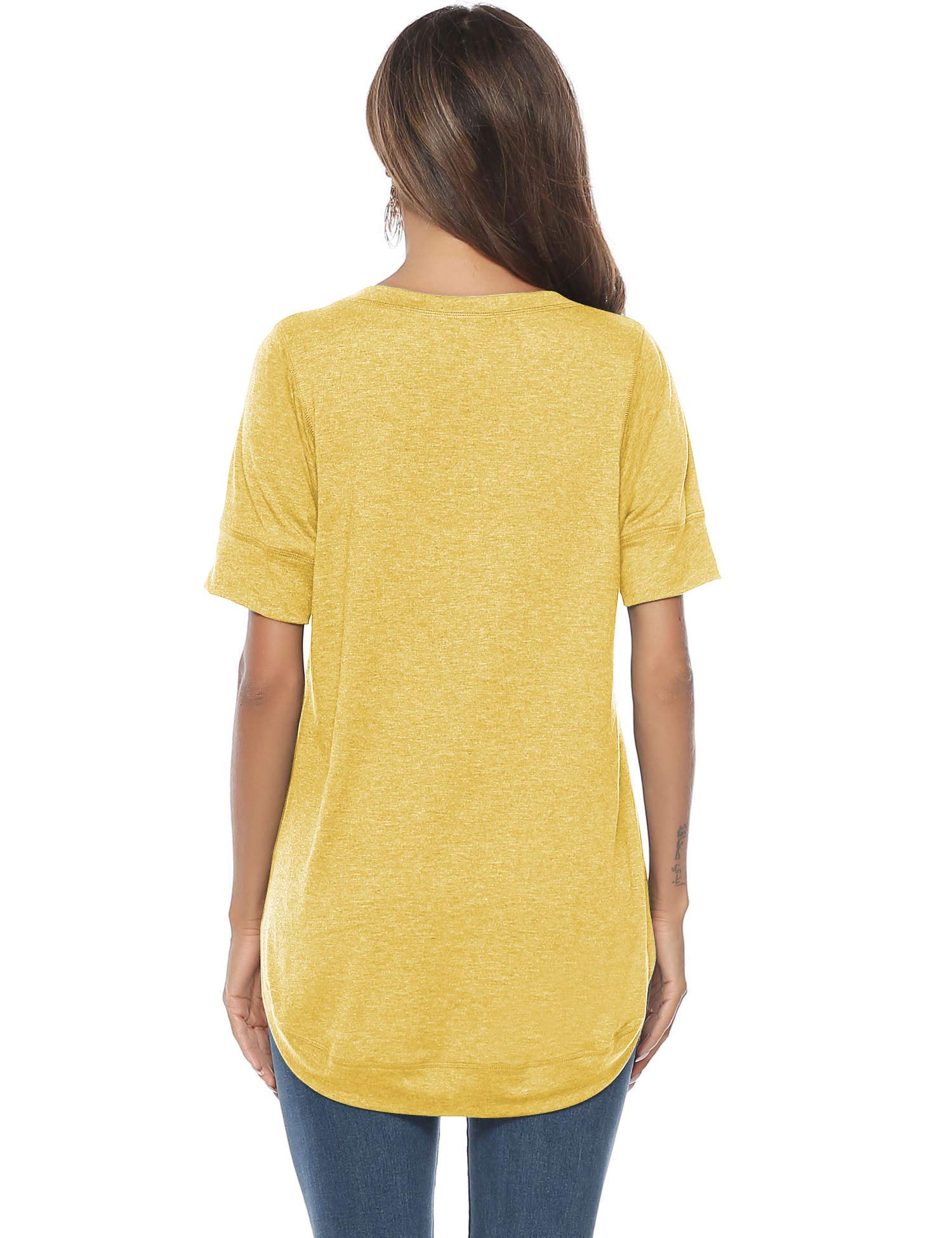 Women's Loose Fit Short Sleeve Cotton T-Shirt - Casual Crew Neck Pullover Tee with Side Split - Perfect for Everyday Wear, Weekend Outings & Summer Activities