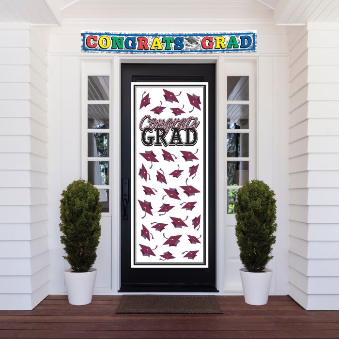12 Pack Beistle Burgundy Graduation Door Cover - Decorate for High School & College Graduation Parties, Commencement Celebrations, and Grad Night Events