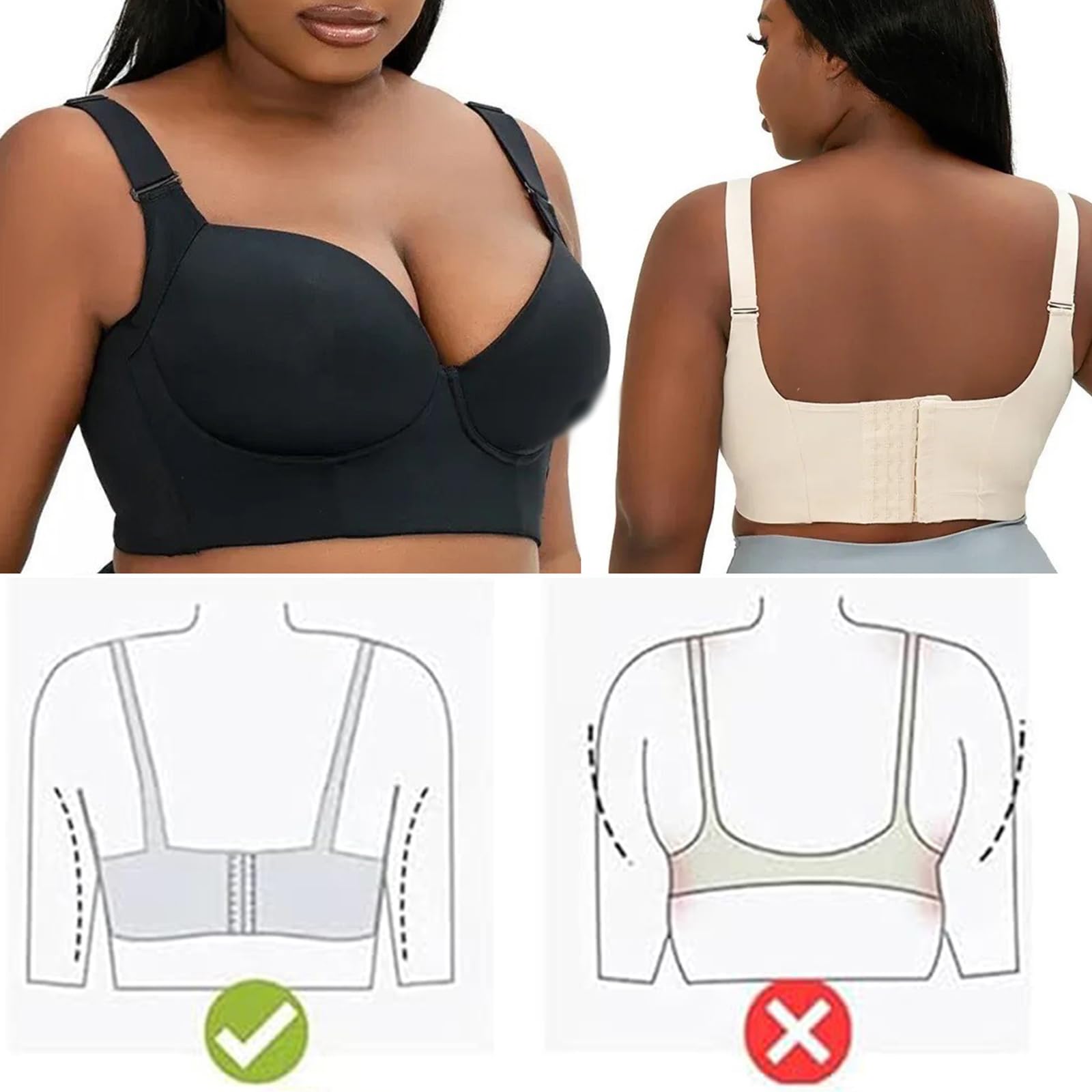 Shapedly Women's Push-Up Bra with Back Smoothing - Seamless Comfort, Lift & Support - Perfect for Everyday Wear, Workout & Special Occasions