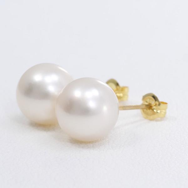 18K Yellow Gold Pearl Earrings for Women - Classic Elegant Stud Earrings for Wedding, Party & Gift Giving