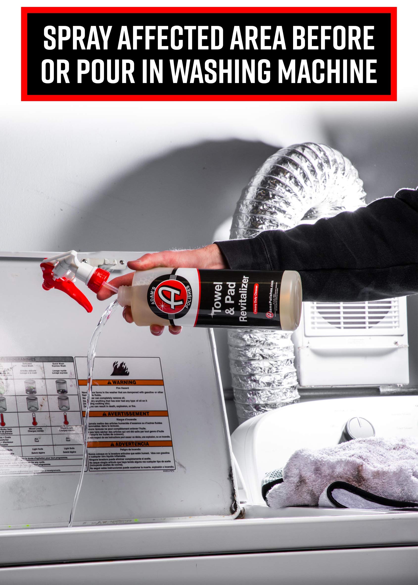 Adam's Polishes Microfiber Towel & Polishing Pad Cleaner HD 32oz - Removes Grime, Restores Softness & Prevents Scratches - Safe for Detailing Cloths & Pads - Ideal for Car Detailing, Wax Removal & Surface Polishing