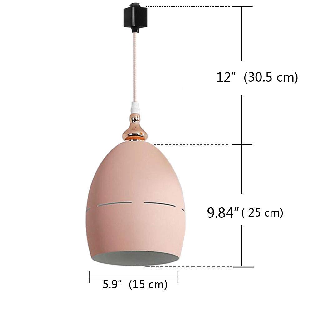 Nordic Style Macaron Pink Aluminum Track Mount Pendant Light - Modern Kitchen Island Lighting & Ceiling Fixture for Dining Room, Bar, or Living Room (1-Pack)
