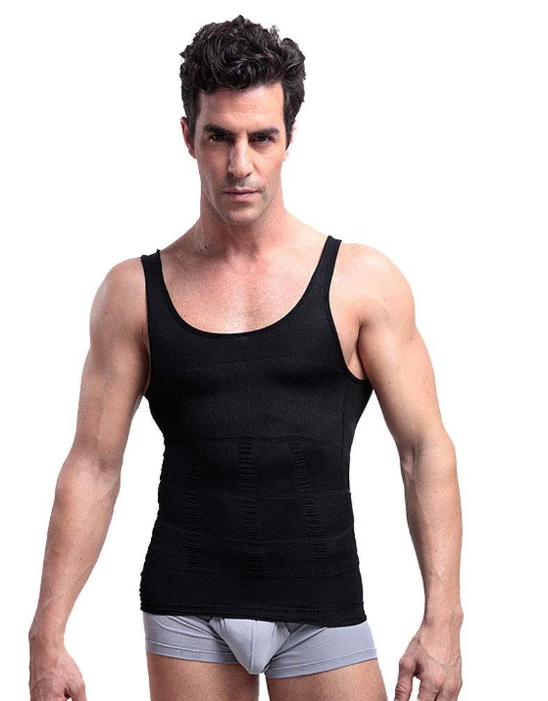 Bakerdani Men's Slimming Vest - Breathable Body Shaper Undershirt for Muscle Support & Tummy Control - Perfect for Workout, Gym & Everyday Wear
