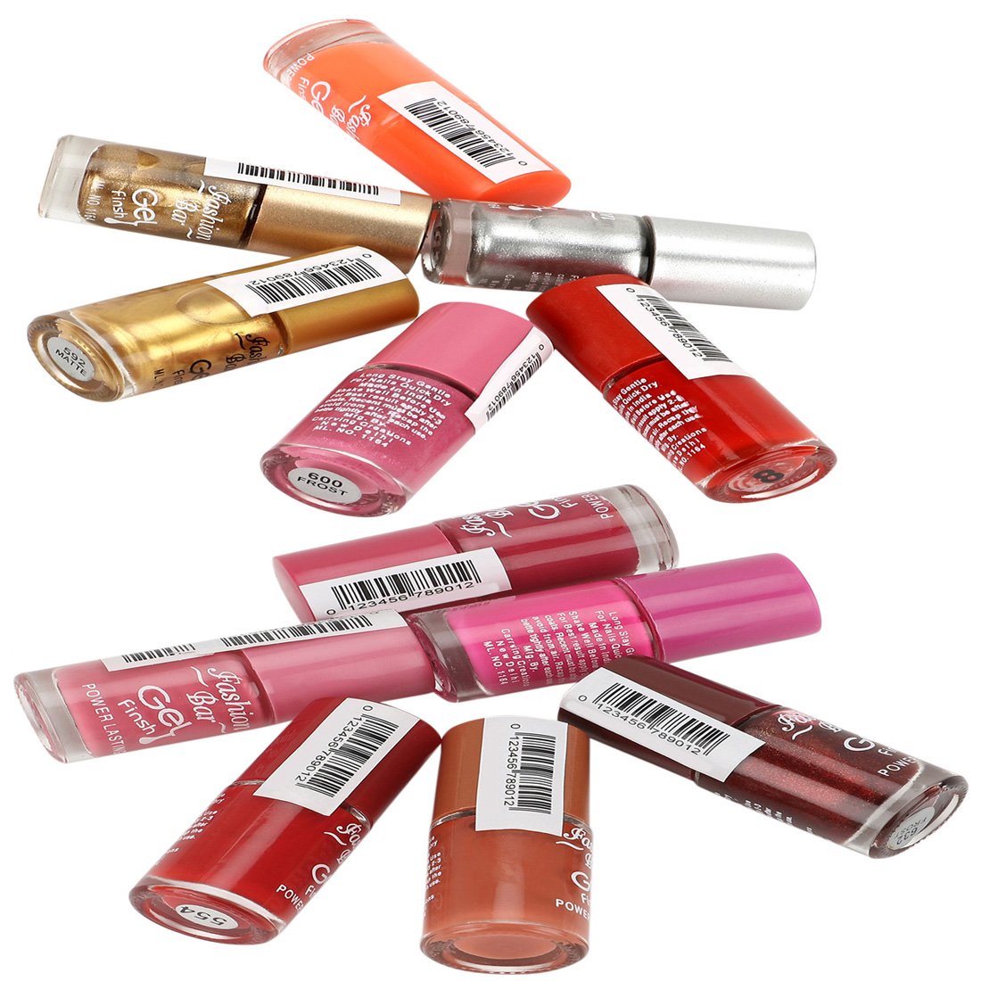 12-Piece Fashion Bar Gel Finish Nail Polish Set - Long Lasting Shine, Non-Toxic Formula (Perfect for Home Manicures, Nail Art, Gift Giving & Salon Use)