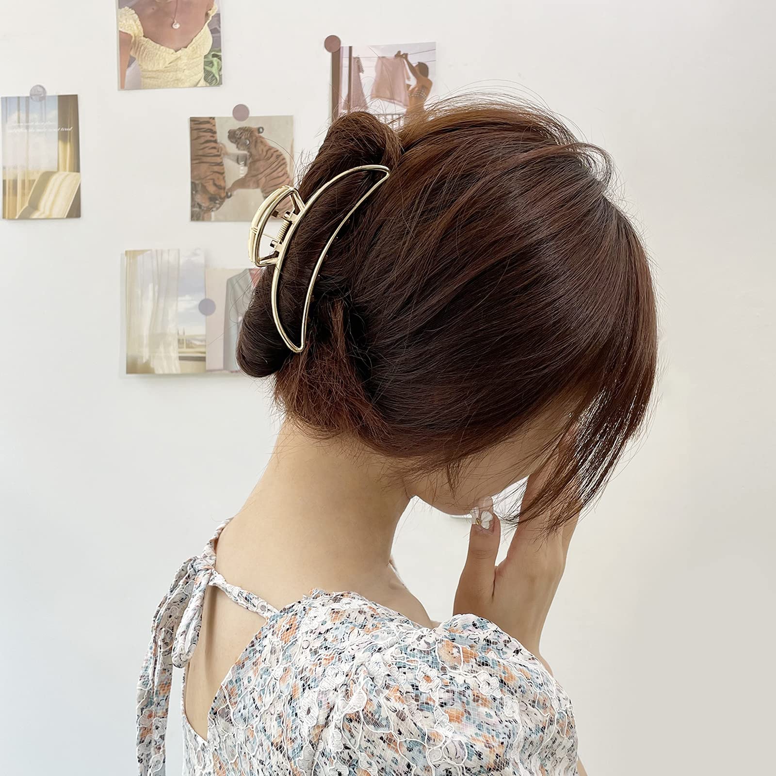 Gold Hair Claw Clips for Women - 4.5 Inch Large Metal Nonslip Hair Clips for Fine, Thick & Curly Hair | Perfect for Updos, Ponytails & Everyday Hairstyles