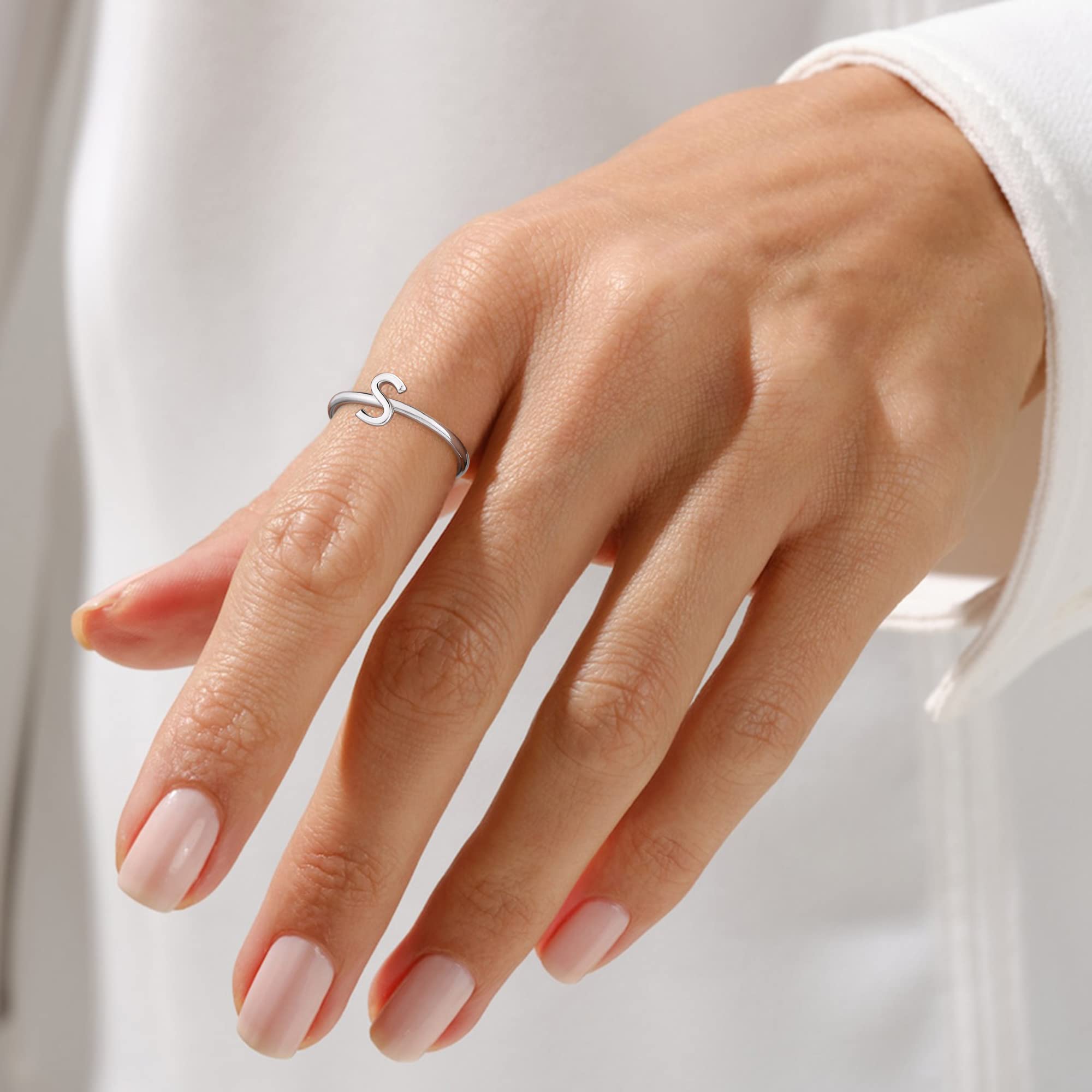 925 Sterling Silver Rings for Women - Adjustable Initial & Stackable Rings - Dainty Jewelry Gifts for Her - Perfect for Everyday Wear, Layering & Special Occasions