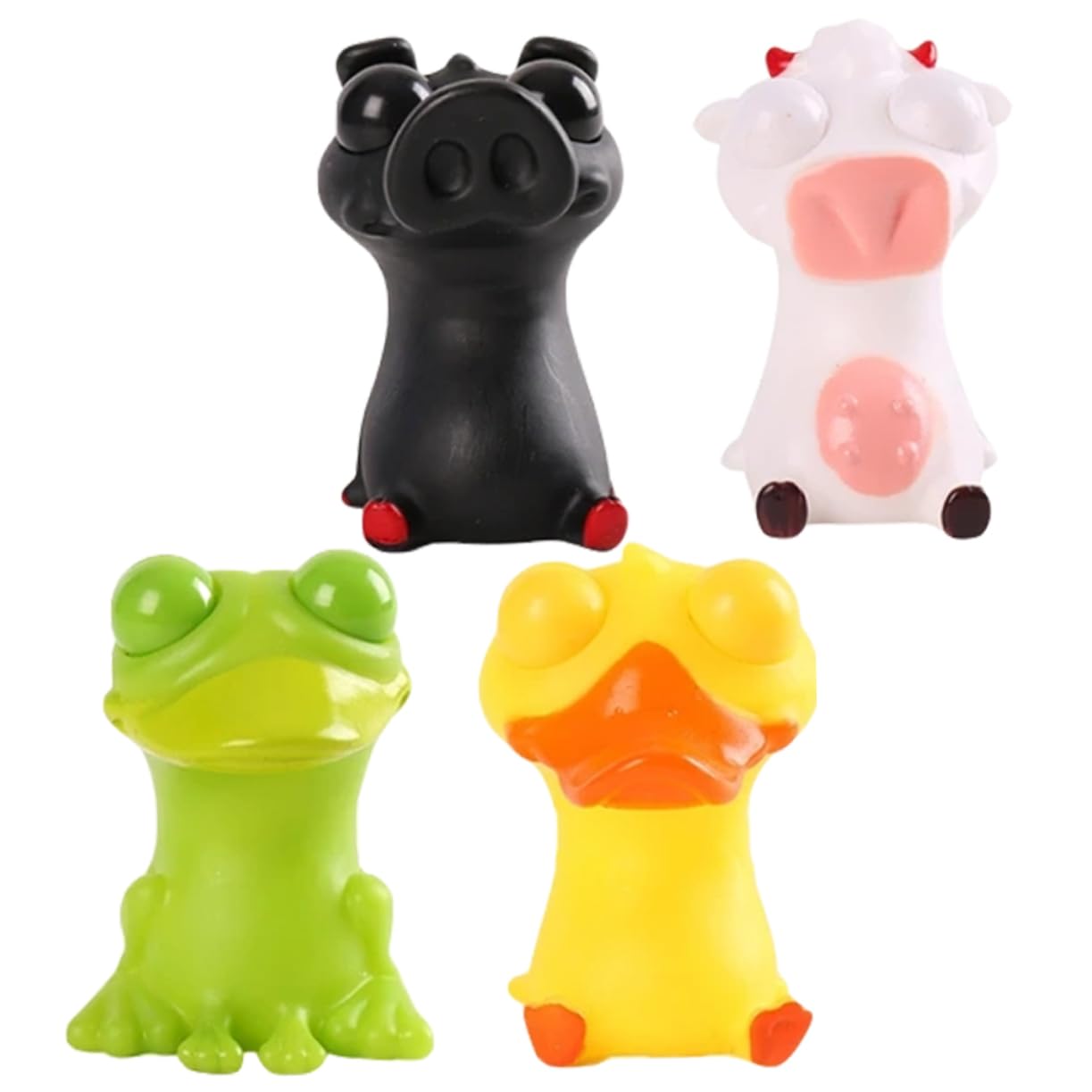 BCOATH 4-Pack Funny Stress Relief Toys - Cartoon Eye Bouncing Squeeze Sensory Fidget Toys for Kids & Adults | Portable Anxiety Relief for Office, School & Travel