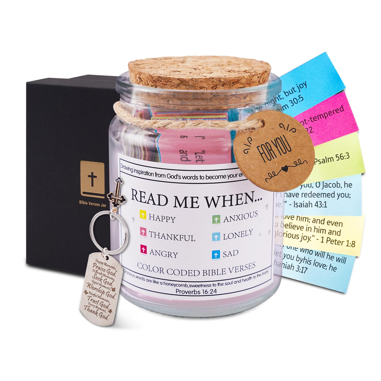 INCAFLINT Bible Verses Jar with Keychain - Christian Gift for Christmas, Graduation