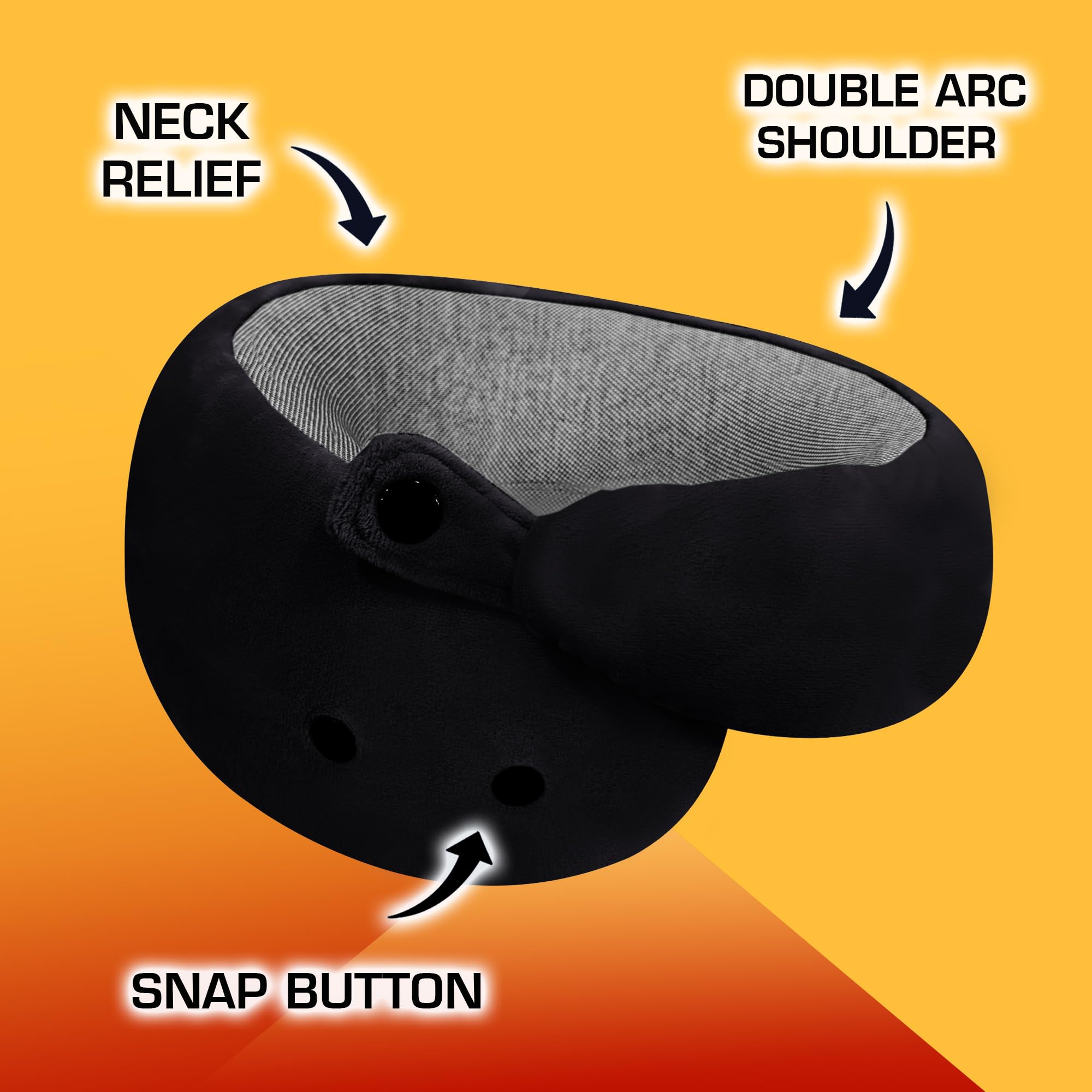 Ultra-Soft Memory Foam Neck Pillow for Travel - Lightweight & Breathable Airplane Pillow with Premium Eye Mask & Carry Bag - Perfect for Long Flights, Road Trips & Office Naps (Black)