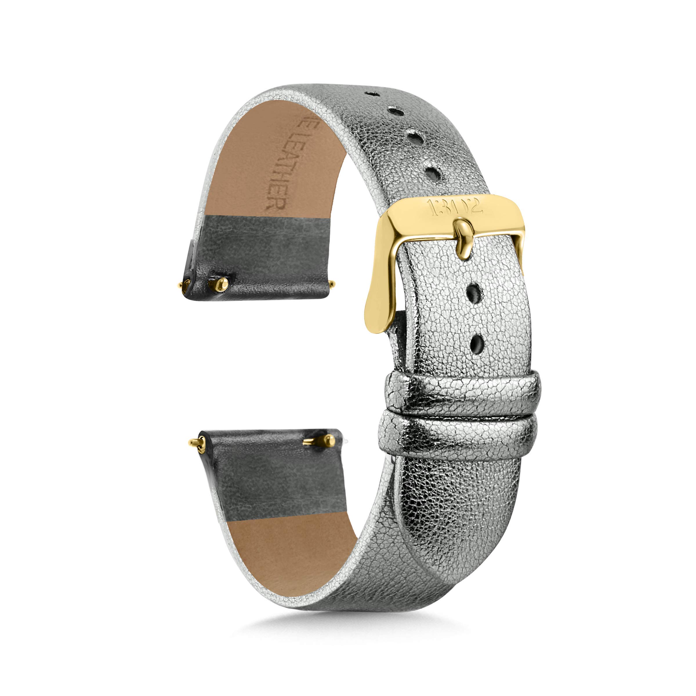 Black Leather Watch Band 18mm 20mm 22mm Quick Release - for Men & Women