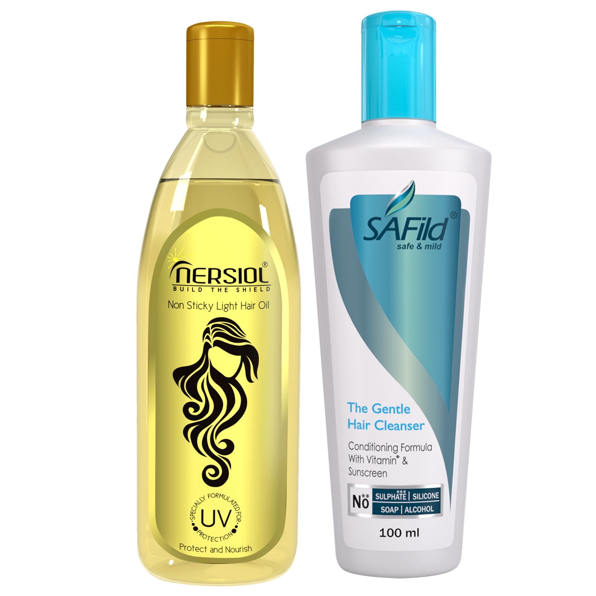 NERSIOL Defenskin Premium Body Oil & Safild Hair Cleanser - Anti-Aging Formula for Glowing, Moisturized Skin & Hair | 100ml for Women & Men | Perfect for Daily Skincare & Haircare Routine
