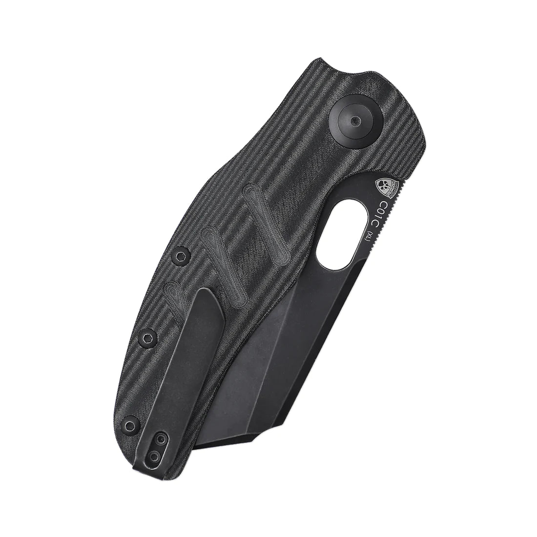 Kizer V5488C5 Sheepdog XL Folding Knife - 154CM Black Stonewash Blade, Black Micarta Handles - EDC, Camping, Hunting & Outdoor Survival Tool