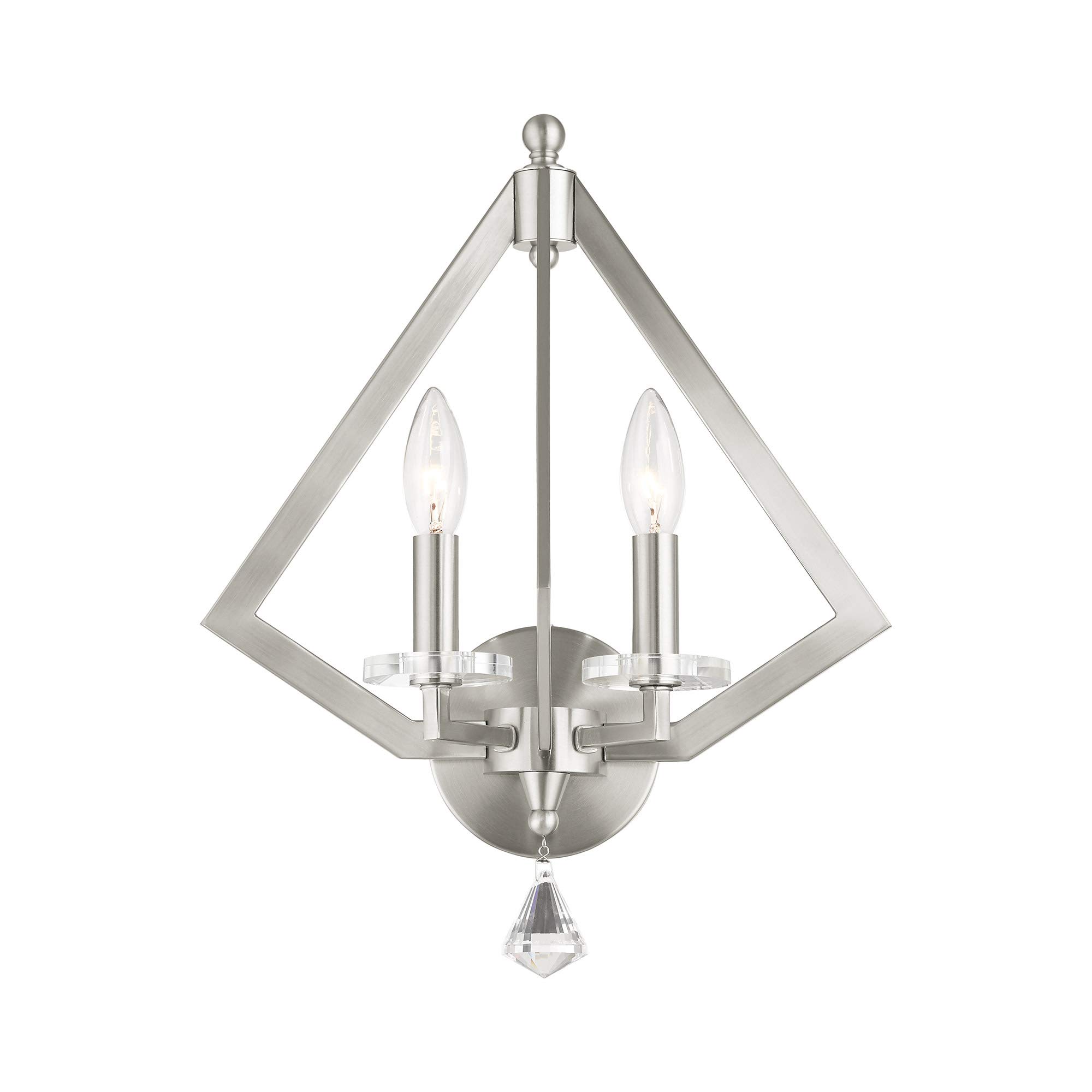 Livex Lighting 50662-07 Diamond 2-Light Wall Sconce in Bronze - Elegant Wall Light Fixture for Bedroom, Living Room, and Hallway Decor