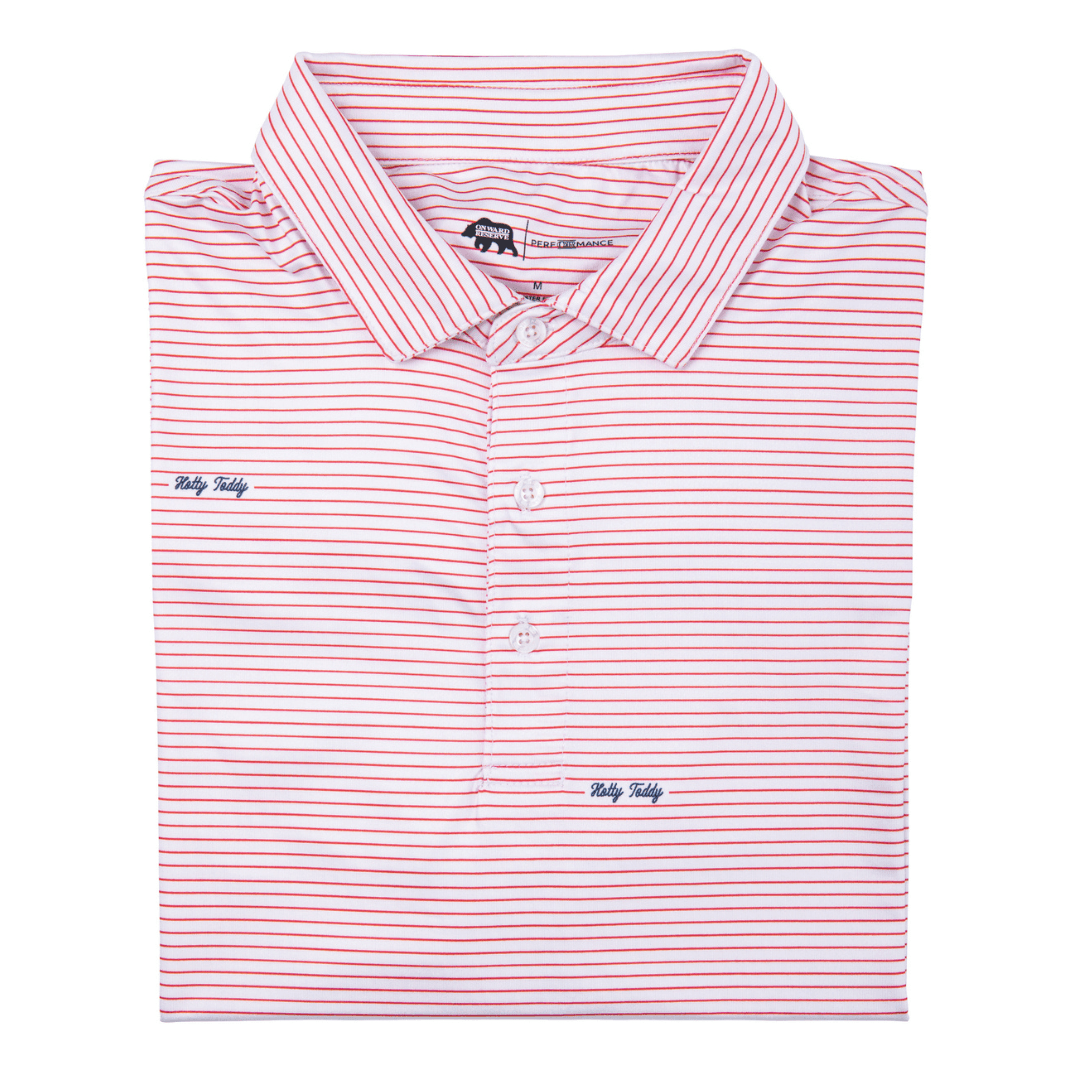 Hotty Toddy Script Stripe Performance Polo Shirt for Men - Moisture-Wicking Golf & Tennis Polo with Breathable Fabric - Perfect for Sports, Work & Casual Wear