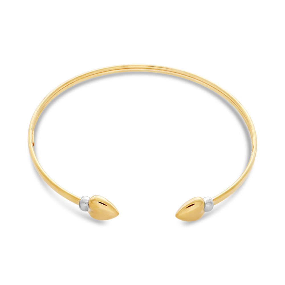 9ct Two Tone Gold Filled Heart Cuff Bangle Bracelet for Women - Elegant Valentine's Day Gift, Anniversary Jewelry for Her - Perfect for Romantic Dates & Special Occasions