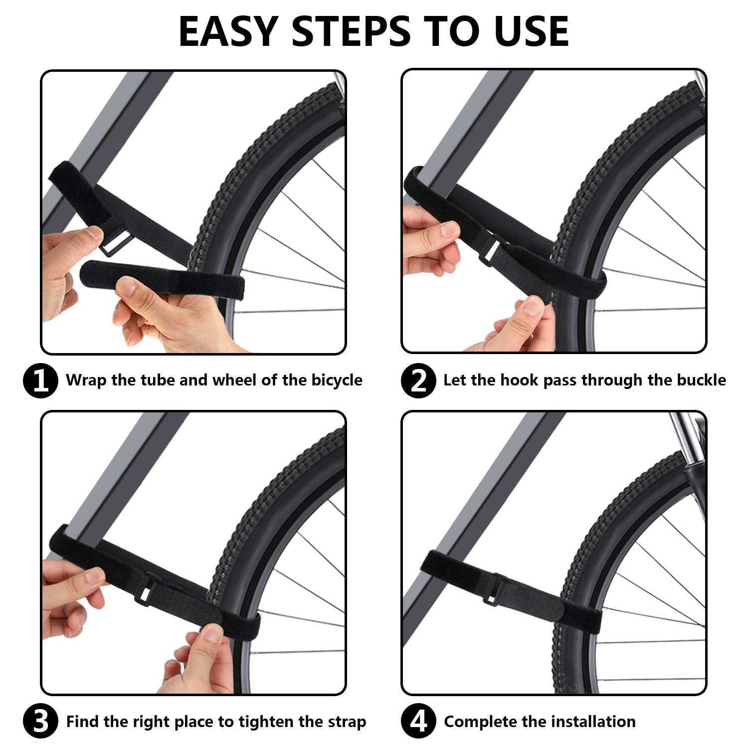 SANNIX Adjustable Bike Wheel Stabilizer Straps - Reusable Bicycle Rack Strap with Durable Hooks (Black & Orange) - Perfect for Bike Transport, Storage & Travel Accessories
