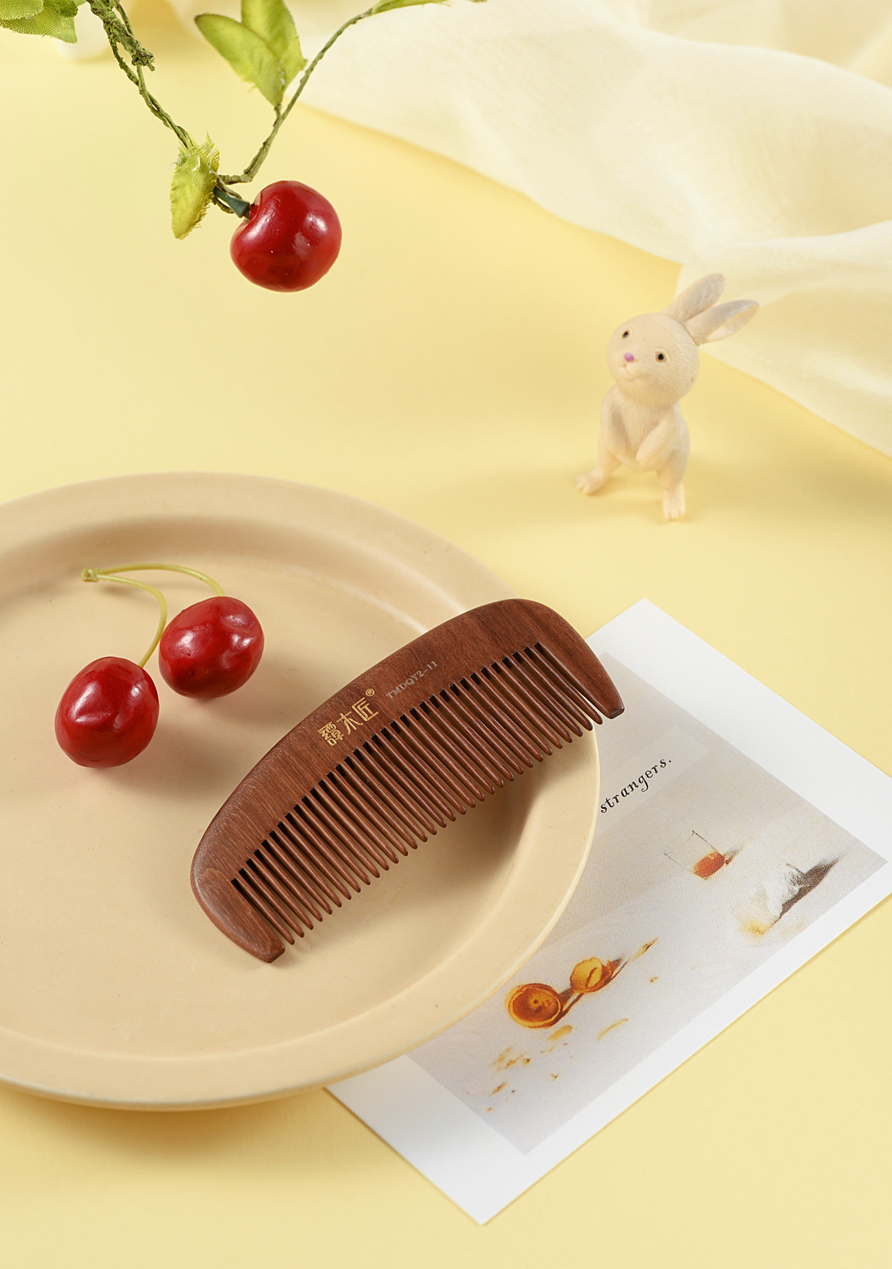 Premium Swartzia Wood Hair Comb for Detangling & Styling - Natural Cherry Finish - Perfect for Daily Hair Care & Salon Use