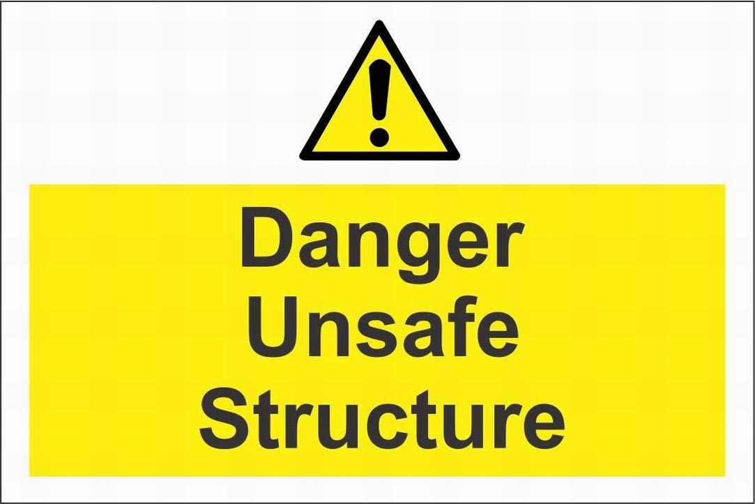 FSDVA 8x12 Inch Construction Site Safety Warning Sign - Danger Unsafe Structure Caution Notice for Outdoor & Street Use - OSHA Compliant Hazard Alert