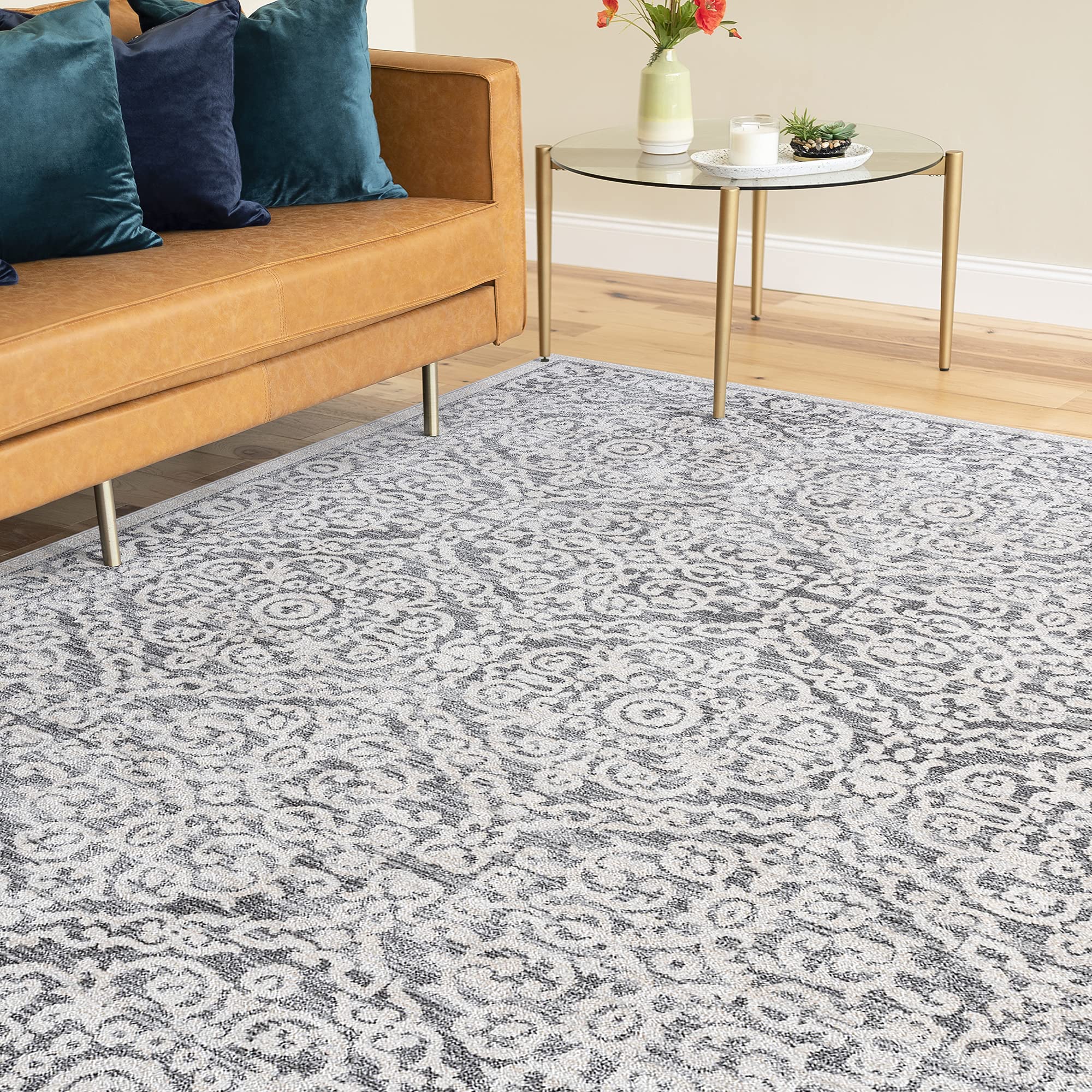 Tayse Geraldine Cream 8x10 Area Rug - Traditional Floral Carpet for Living Room, Bedroom, Dining Room, Kitchen & Entryway - Large Soft Floor Mat for Home Decor - Alfombras para Salas Grandes - Perfect for Cozy Living Spaces & Elegant Home Styling