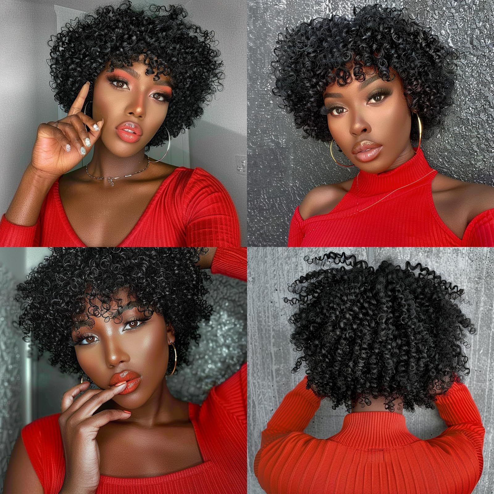 Berrylion Afro Wigs for Black Women | Synthetic Curly Human Hair Wig | Glueless Natural Black Wig for Daily Wear & Cosplay | Perfect for Protective Styling, Parties & Everyday Fashion