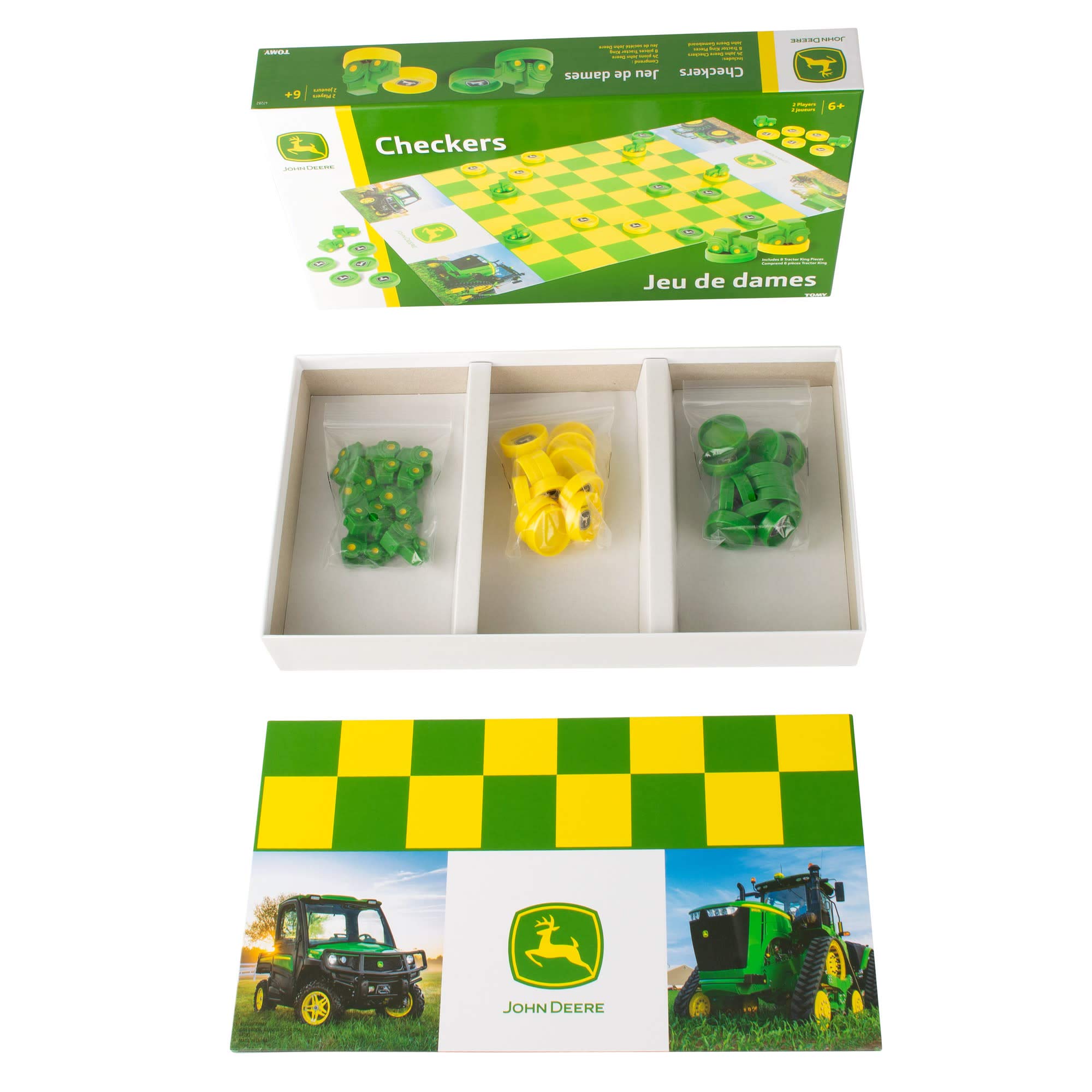John Deere Checkers Game - Farm-Themed Board & Tractor Kings for Kids 6+ - Fun Family Strategy Game for Indoor Play