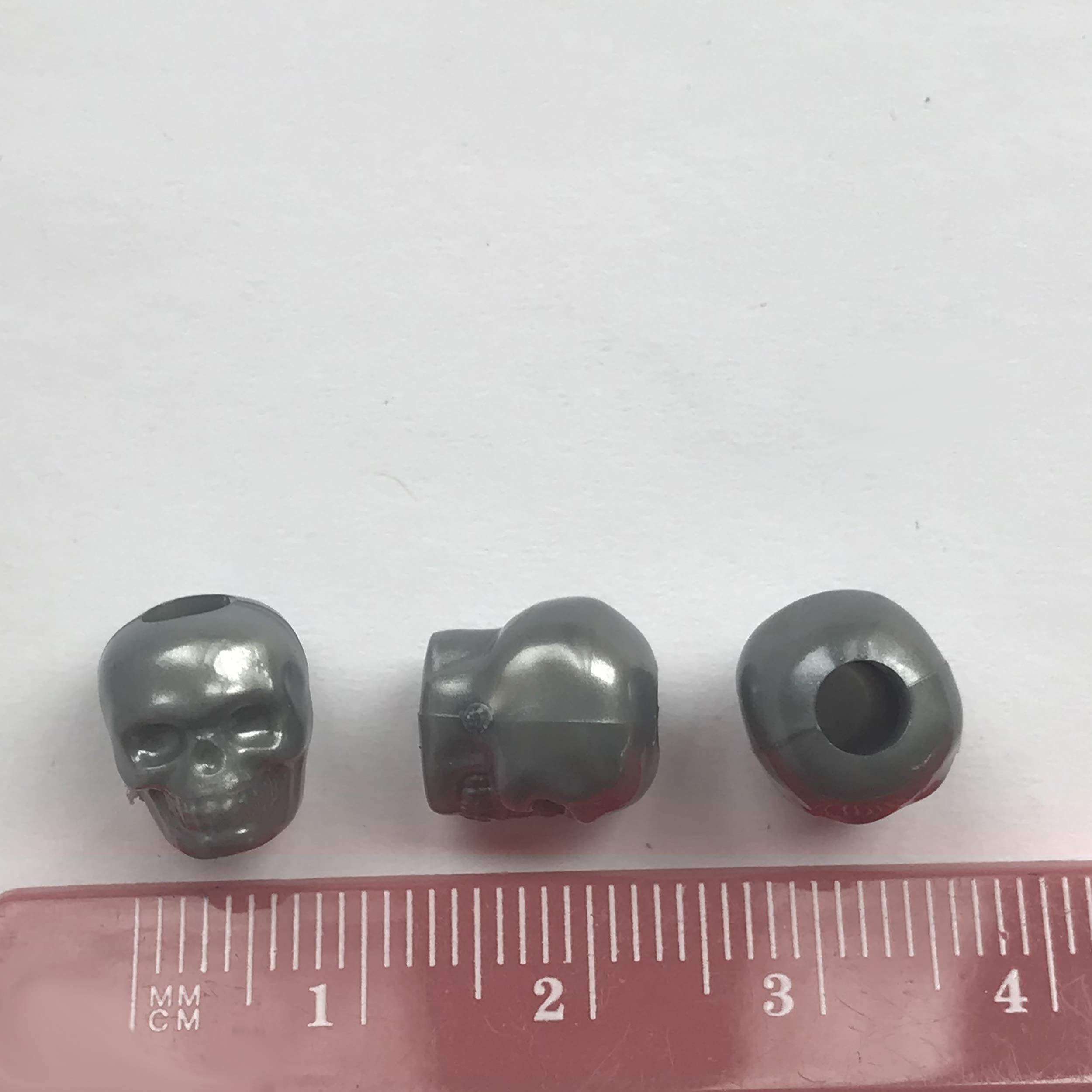 Skull Beads Pearl Silver Large Hole Pony Beads | Made in USA | DIY Jewelry Making, Bracelet Crafting & Hair Accessories