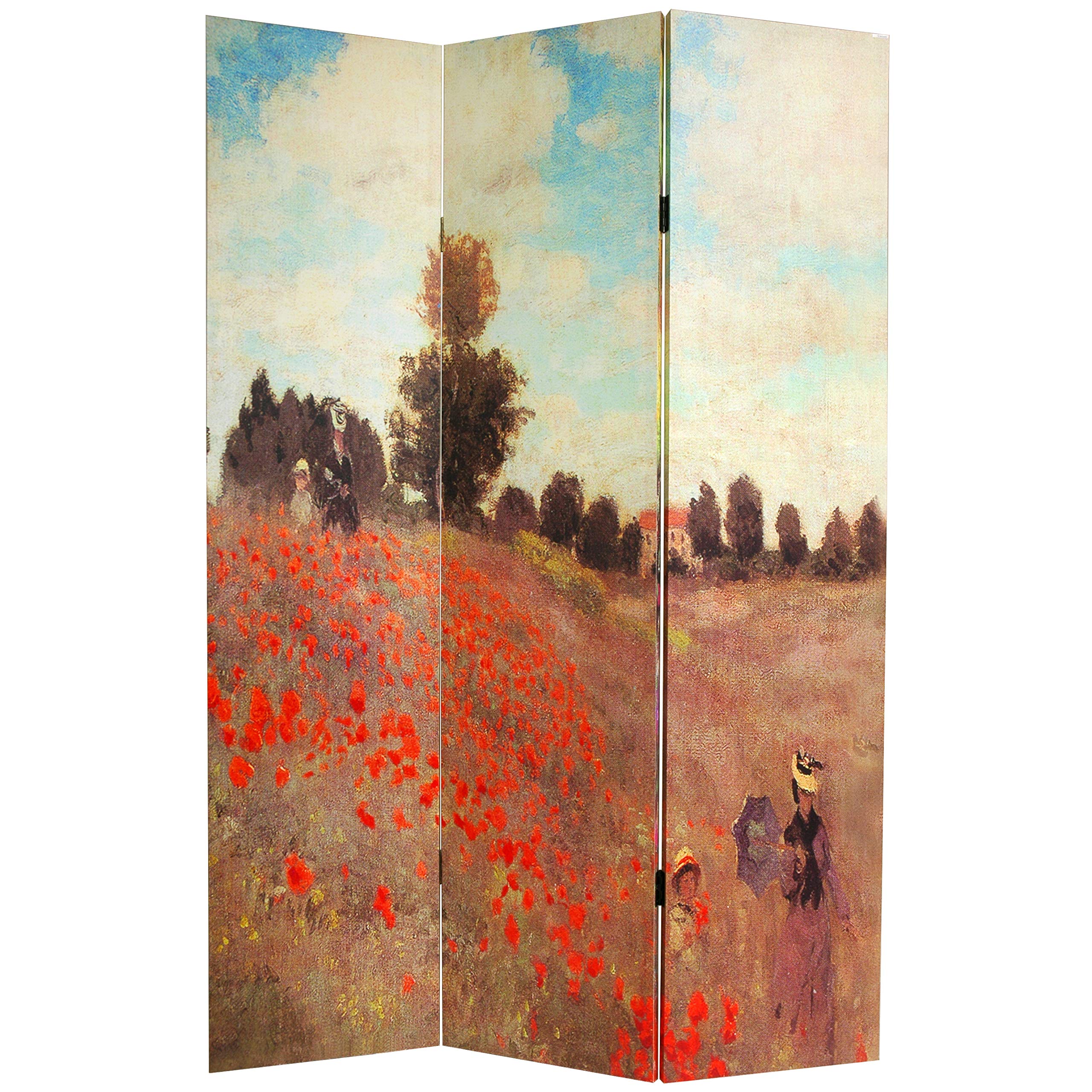 6 ft. Tall Double-Sided Monet Canvas Room Divider - 3 Panel White Folding Screen for Home Decor, Office Partition & Event Backdrop | Art-Inspired Space Separator
