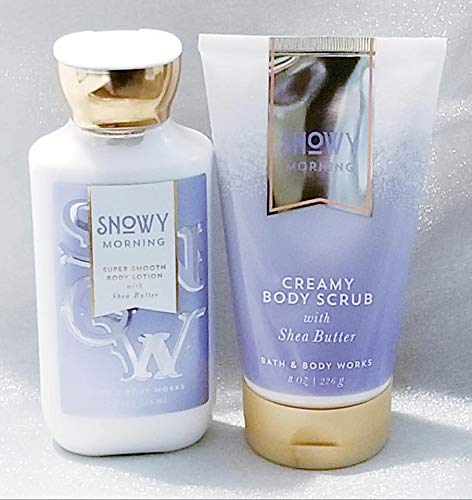 Bath and Body Works Snowy Morning 2-Piece Creamy Body Scrub & Lotion Set - Holiday Traditions Gift for Moisturizing & Exfoliating - Perfect for Winter Skincare & Christmas Gifting