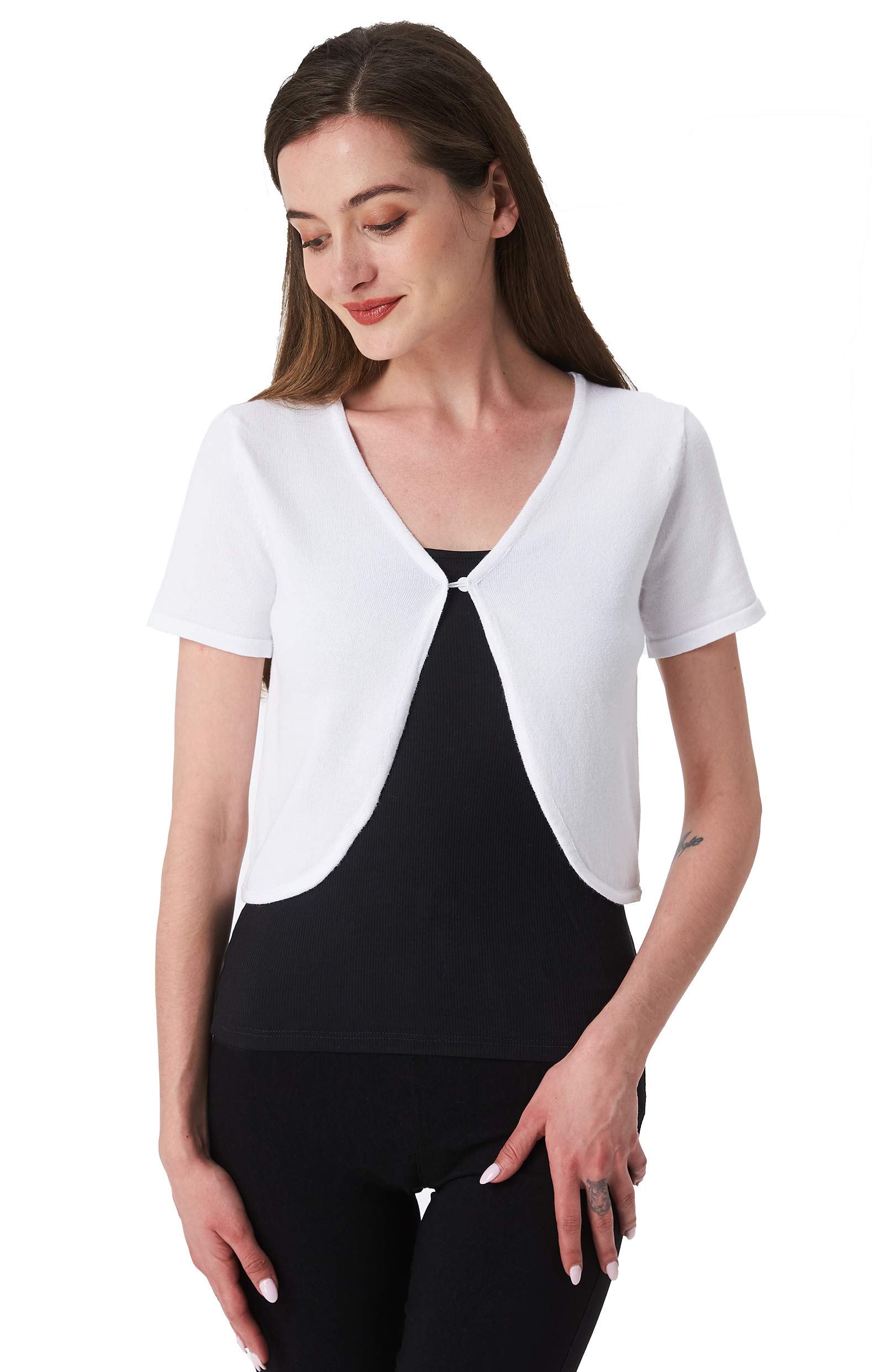 Trendy Short Sleeve Open Front Cardigan for Women - Lightweight Summer Cover Up Shrug - Perfect for Beach, Office & Casual Outfits