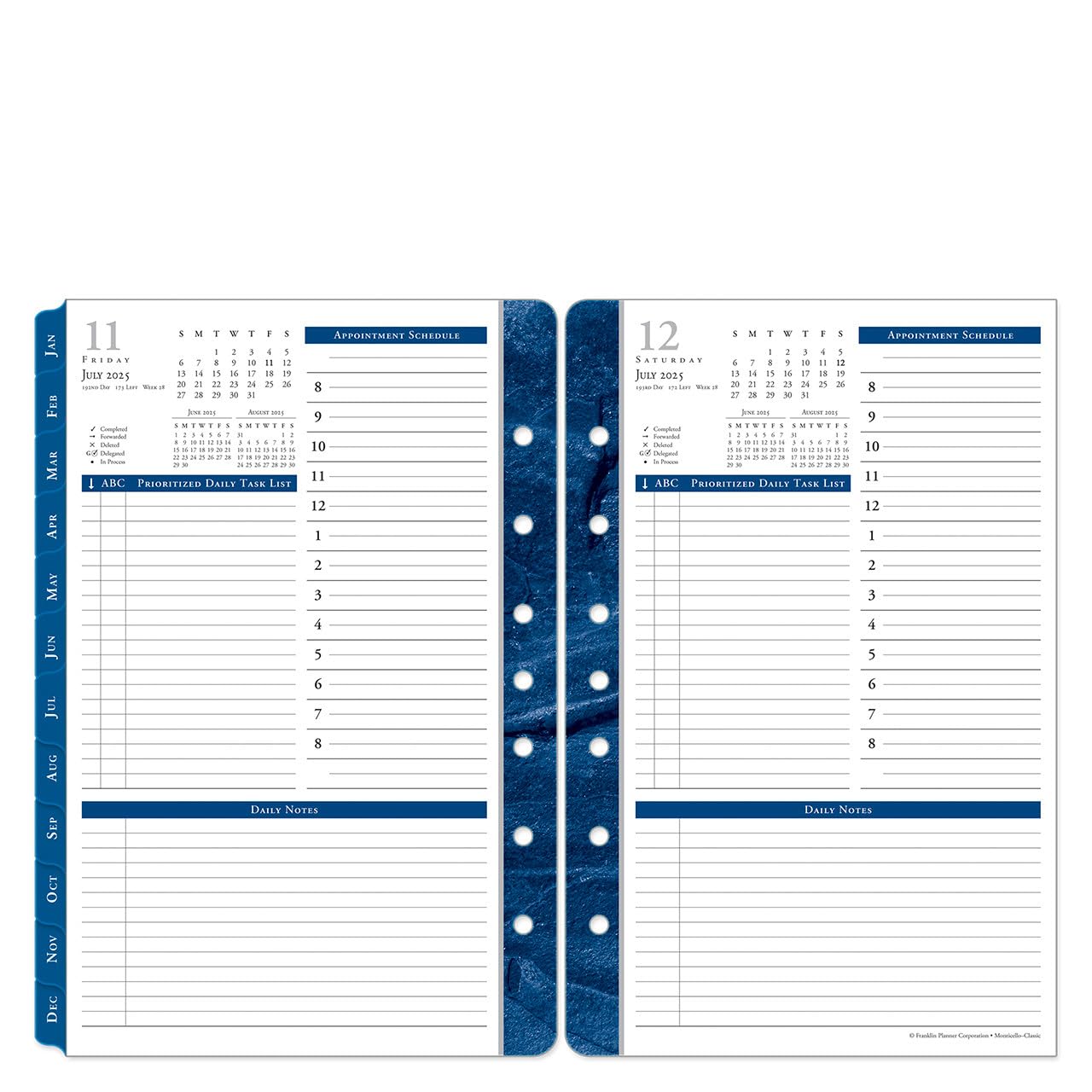 FranklinCovey Monticello One Page Per Day Ring-Bound Planner - Classic Style, July 2025 to June 2026 | Daily Organizer for Work, School & Personal Productivity | Perfect for Professionals, Students & Goal Tracking