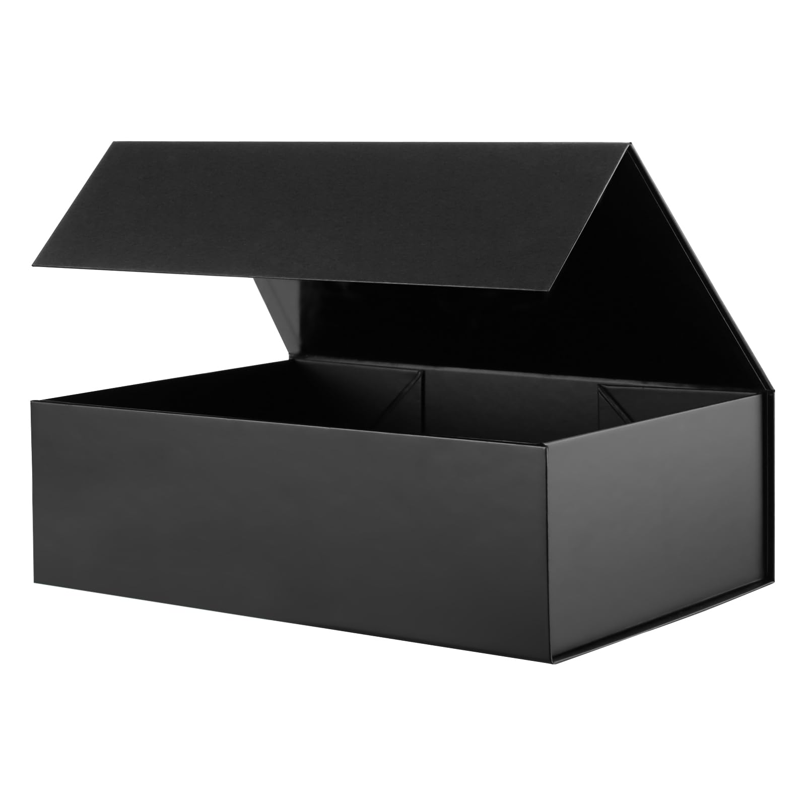 13.5x9x4.1 Inch Large Black Gift Box with Magnetic Closure - Sturdy Collapsible Groomsman Present Box for Weddings, Birthdays, Anniversaries & Special Occasions