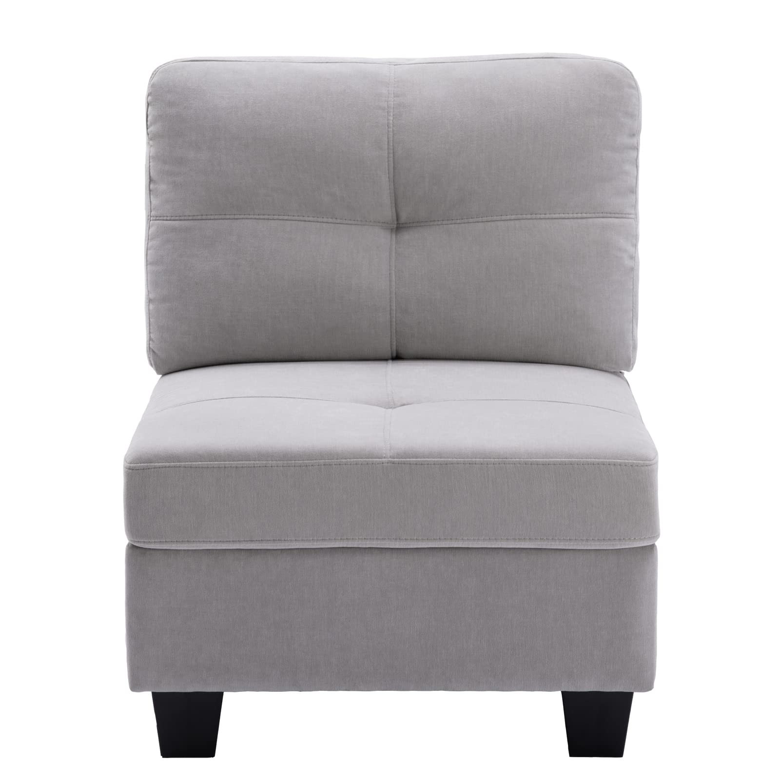 Modular Fabric Sectional Sofa with Velvet Middle Section - Grey Living Room Furniture Set for Home, Office, or Lounge Comfort