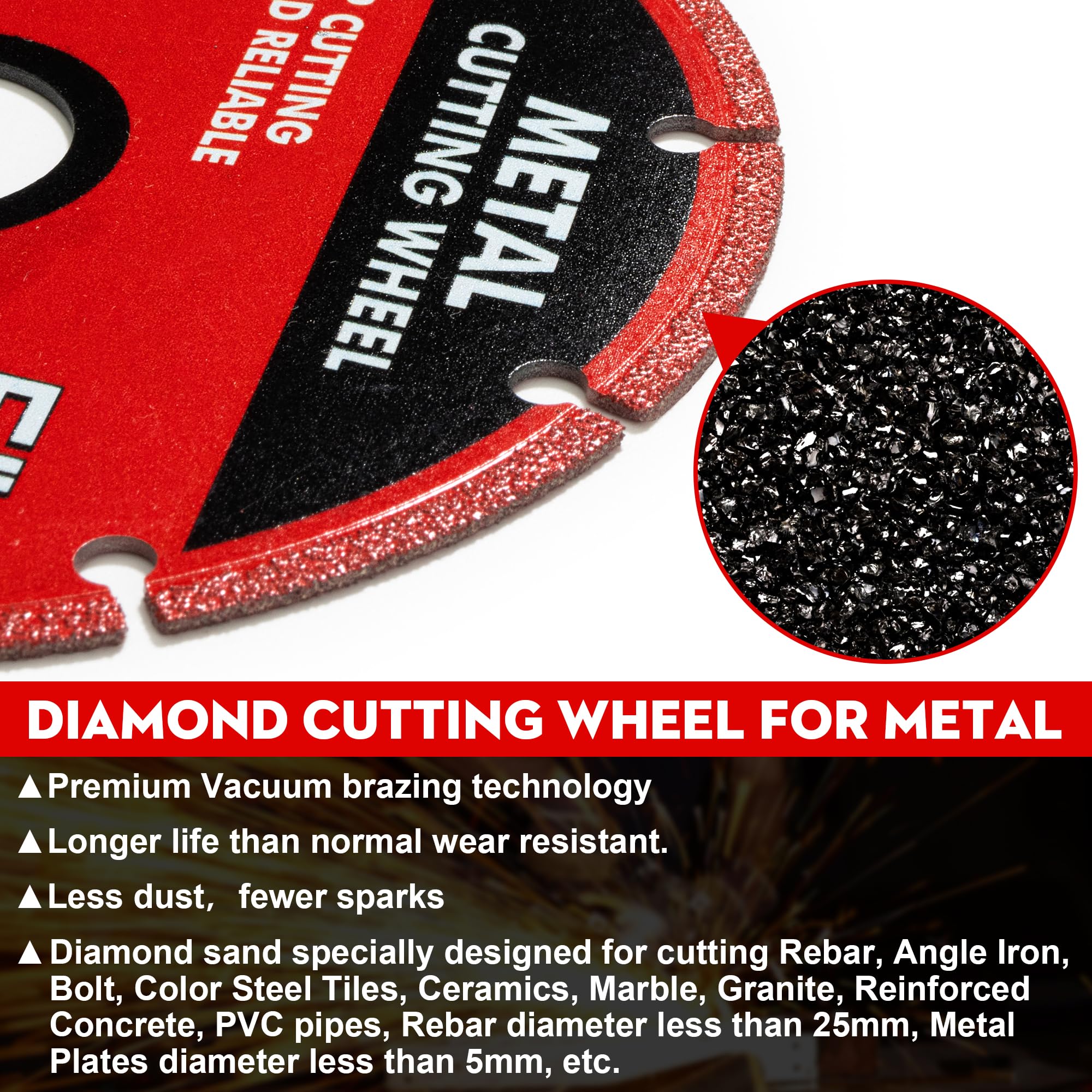 4.5 Inch Diamond Cutting Wheel for Metal - 3 Pack Heavy Duty Angle Grinder Disc with 5000+ Cuts for Rebar, Steel, Iron & Stainless Steel - Perfect for Metal Fabrication, Construction & DIY Projects
