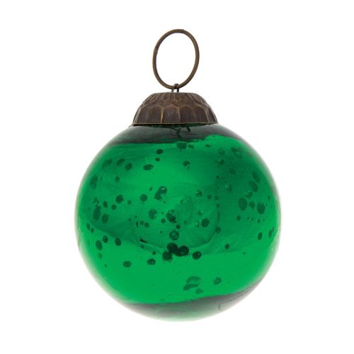 2.5 Inch Green Ava Mercury Glass Ball Ornament - Elegant Christmas Tree Decorations for Holiday Party, Home, and Office Decor