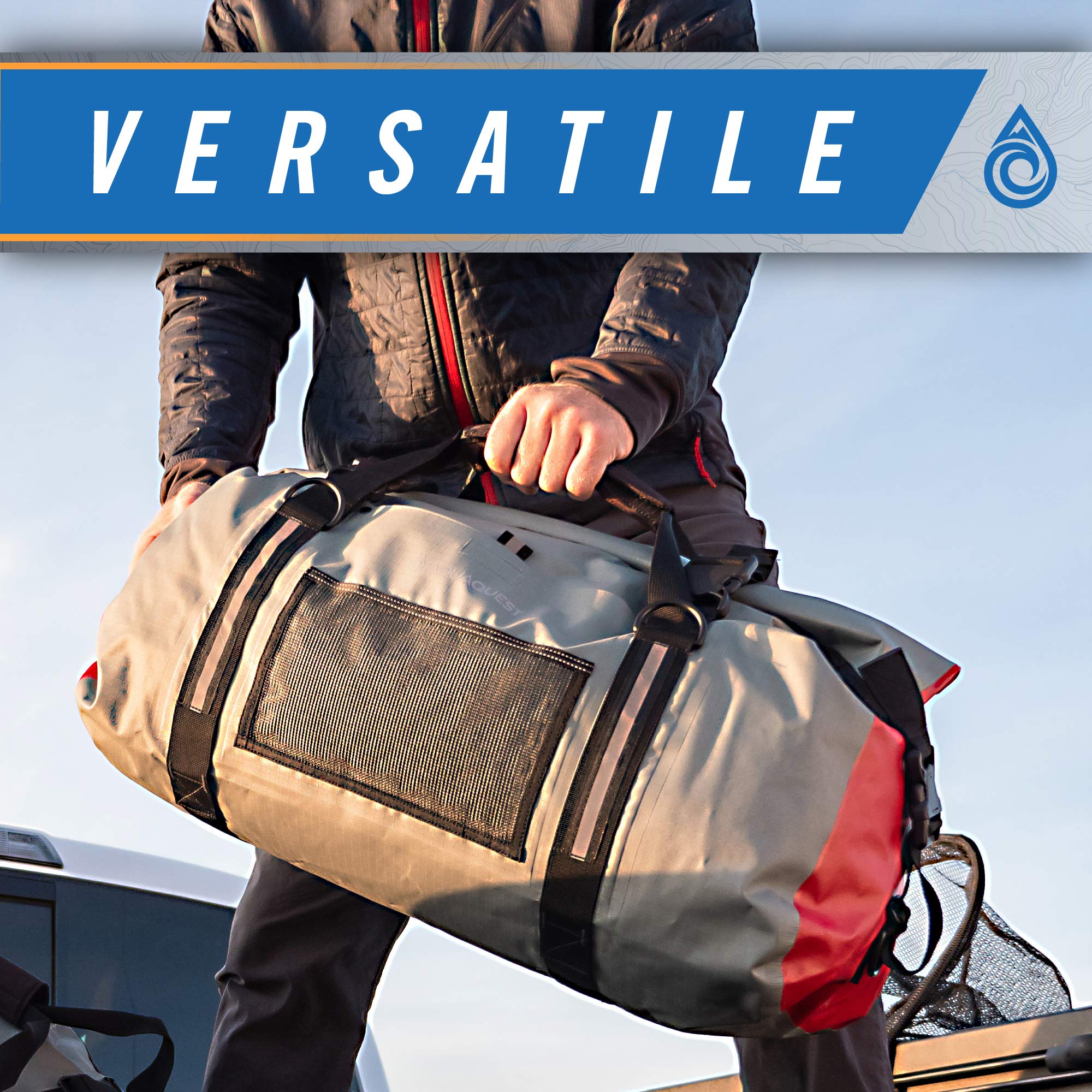 AquaQuest White Water Duffel - 100% Waterproof Heavy Duty Dry Bag for Travel, Sports, Motorcycle, Boating & Fishing - Durable & Comfortable (50L, 75L, 100L) - Perfect for Outdoor Adventures, Camping & Water Sports