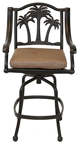 4-Piece Palm Tree Outdoor Patio Bar Set with Swivel Barstools - 30