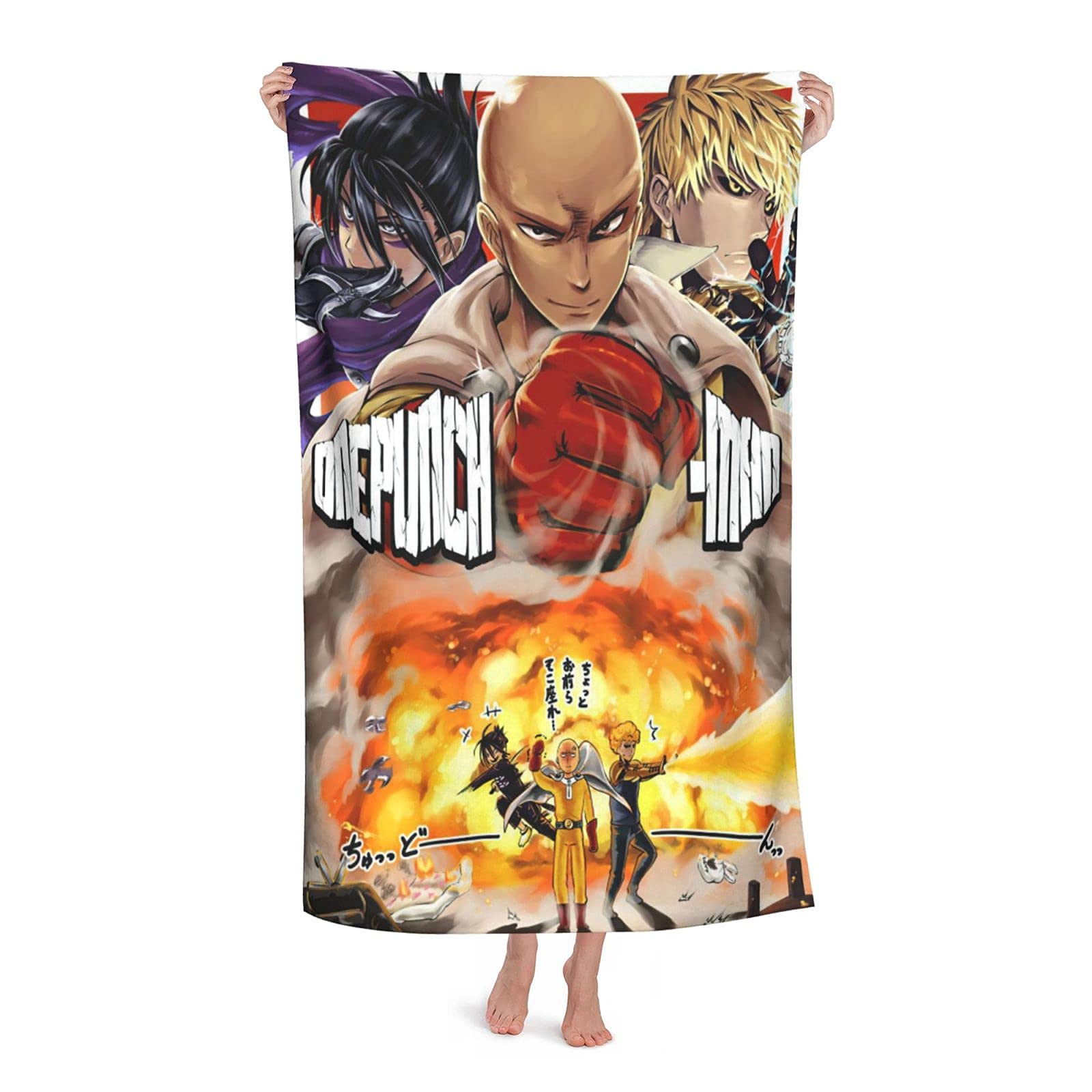 One Punch Man Anime Beach Towel - Super Absorbent Quick Dry Microfiber Towel for Swimming, Gym, Fitness, Pool, Cruise, Honeymoon - 32