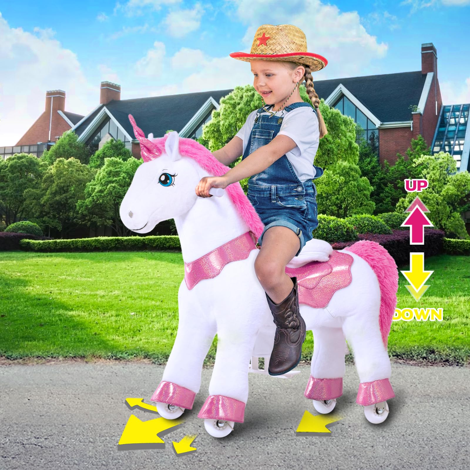 PonyCycle E412 Unicorn Ride-On Toy for Girls Ages 4-8 | 35.4