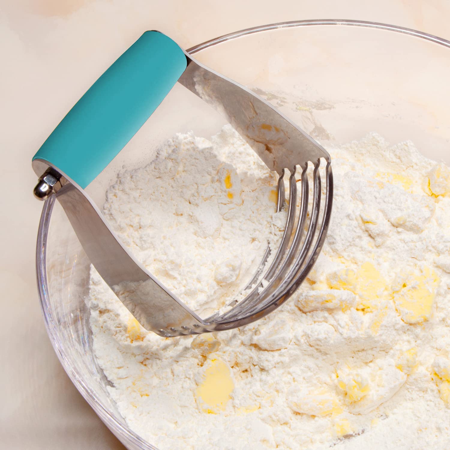 ALLTOP Stainless Steel Pastry Blender & Dough Cutter - Professional Baking Tool for Butter, Biscuits, Pies & Pastry Dough - Perfect for Flaky Pie Crusts & Almond Cookies - Ideal for Home Bakers & Kitchen Use (1 Pack, Turquoise)