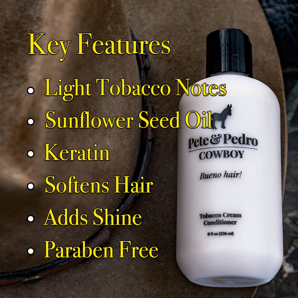 Pete & Pedro CLEAN Shampoo & Cowboy Tobacco Conditioner Set - 8.5 oz Tea Tree & Peppermint Shampoo for Deep Cleansing + Moisturizing Tobacco Scent Conditioner for Healthy Hair | Men's Hair Care Duo for Daily Use & Salon Results at Home
