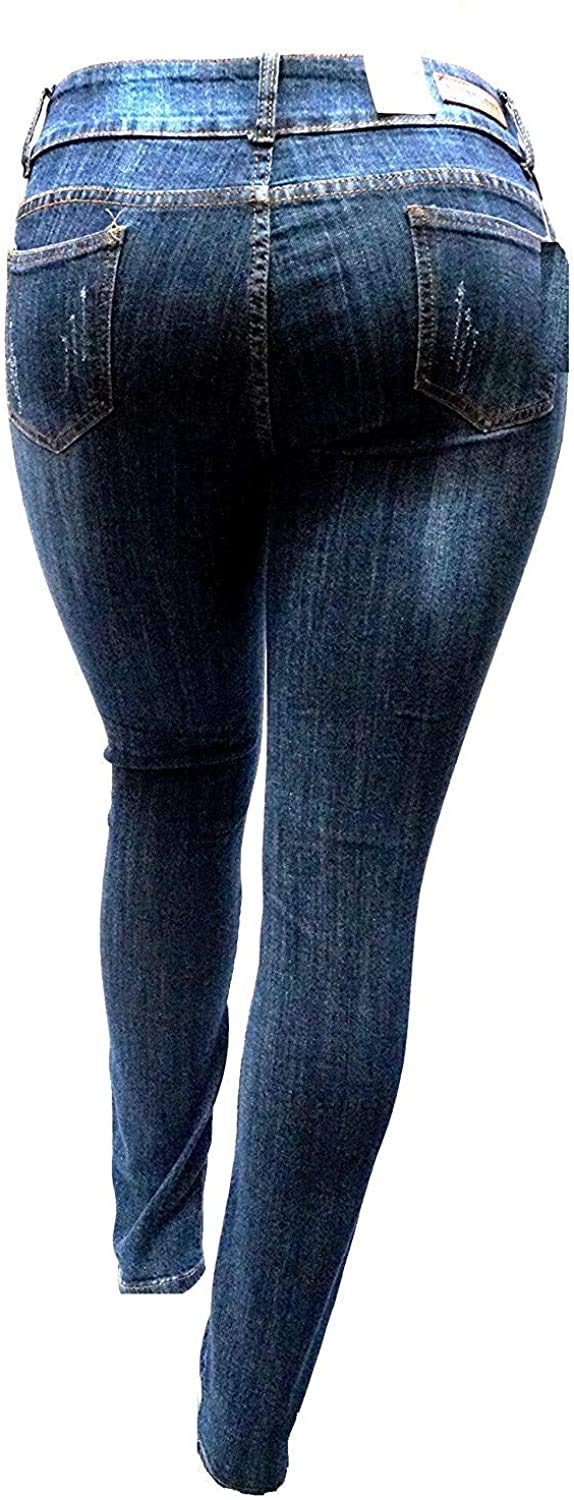 Jack David Women's Super Plus Size Ripped Destroy Denim Distressed Skinny Jeans - Stretchy Comfort Fit Pants for Casual Wear & Street Style Fashion