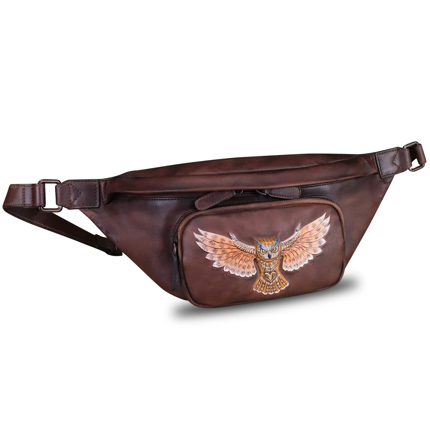 Genuine Leather Waist Bag Fanny Pack for Men & Women - Multifunctional Travel Pouch with Multiple Pockets - Perfect for Hiking, Running, Cycling & Outdoor Adventures (Coffee Brown)