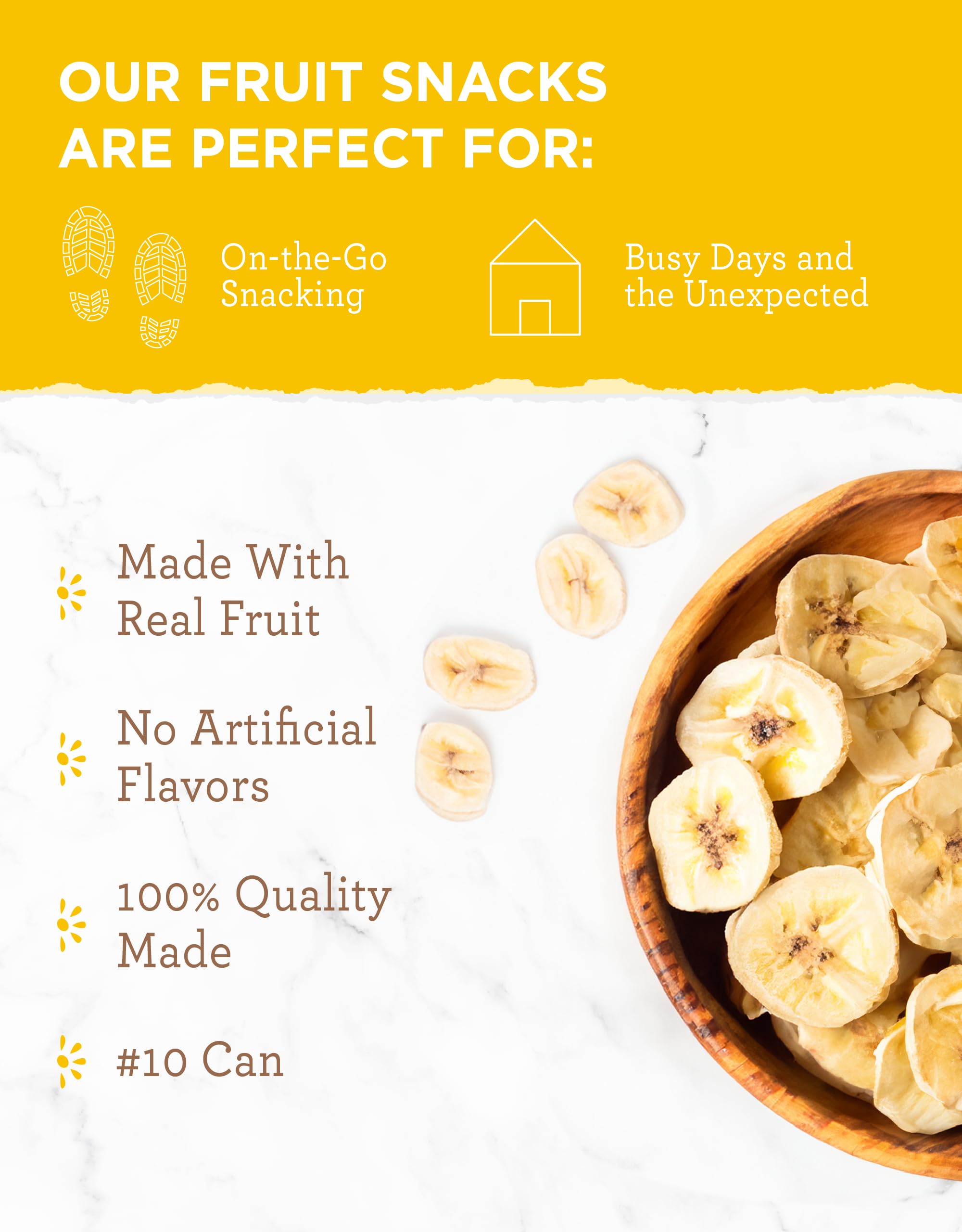 ReadyWise Dried Banana Chips - 22 Servings, Vegan, Gluten-Free, Healthy Fruit Snacks for Hiking, Camping & Emergency Food Storage | Crunchy Banana Slices Perfect for Trail Mix, Yogurt Topping & Kids Lunch Boxes